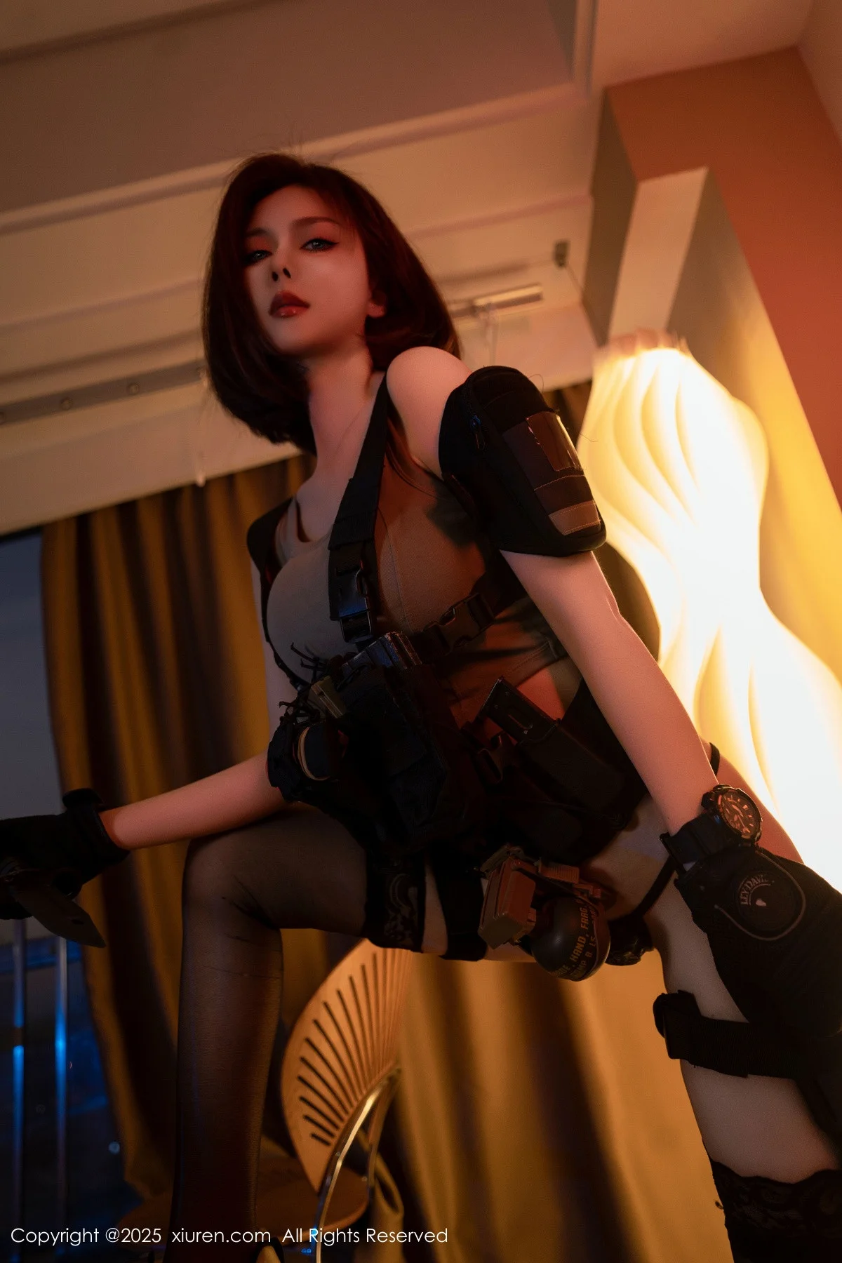 白芷yy性感美女战士装扮黑色内衣配黑丝袜秀曼妙身姿绝美写真 第 32 张