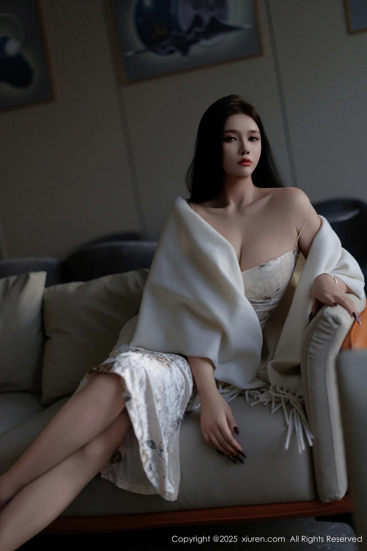 娜比脱连衣短裙露性感蓝色内衣配超薄肉丝秀凹凸身材绝美写真 第 7 张