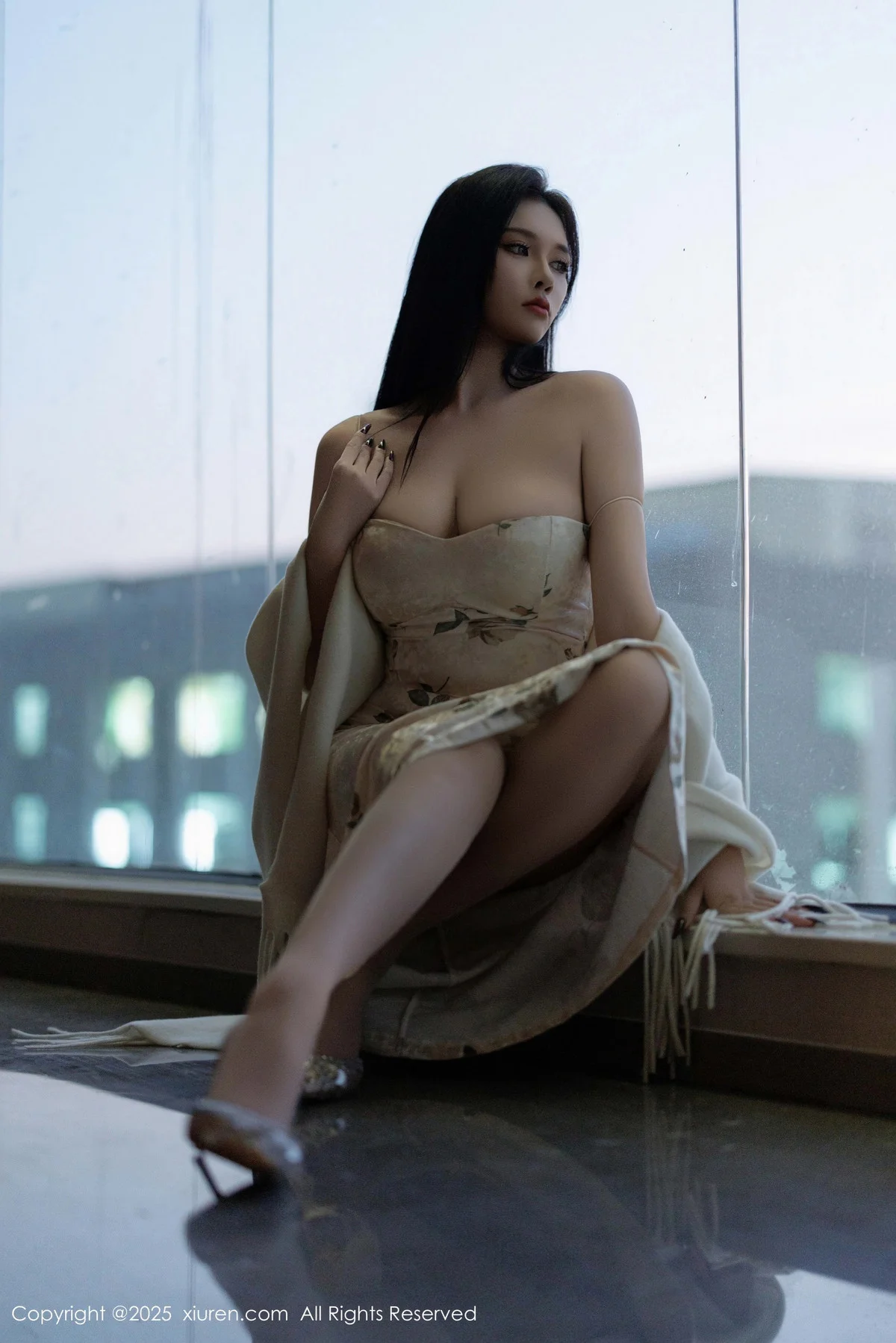娜比脱连衣短裙露性感蓝色内衣配超薄肉丝秀凹凸身材绝美写真 第 82 张