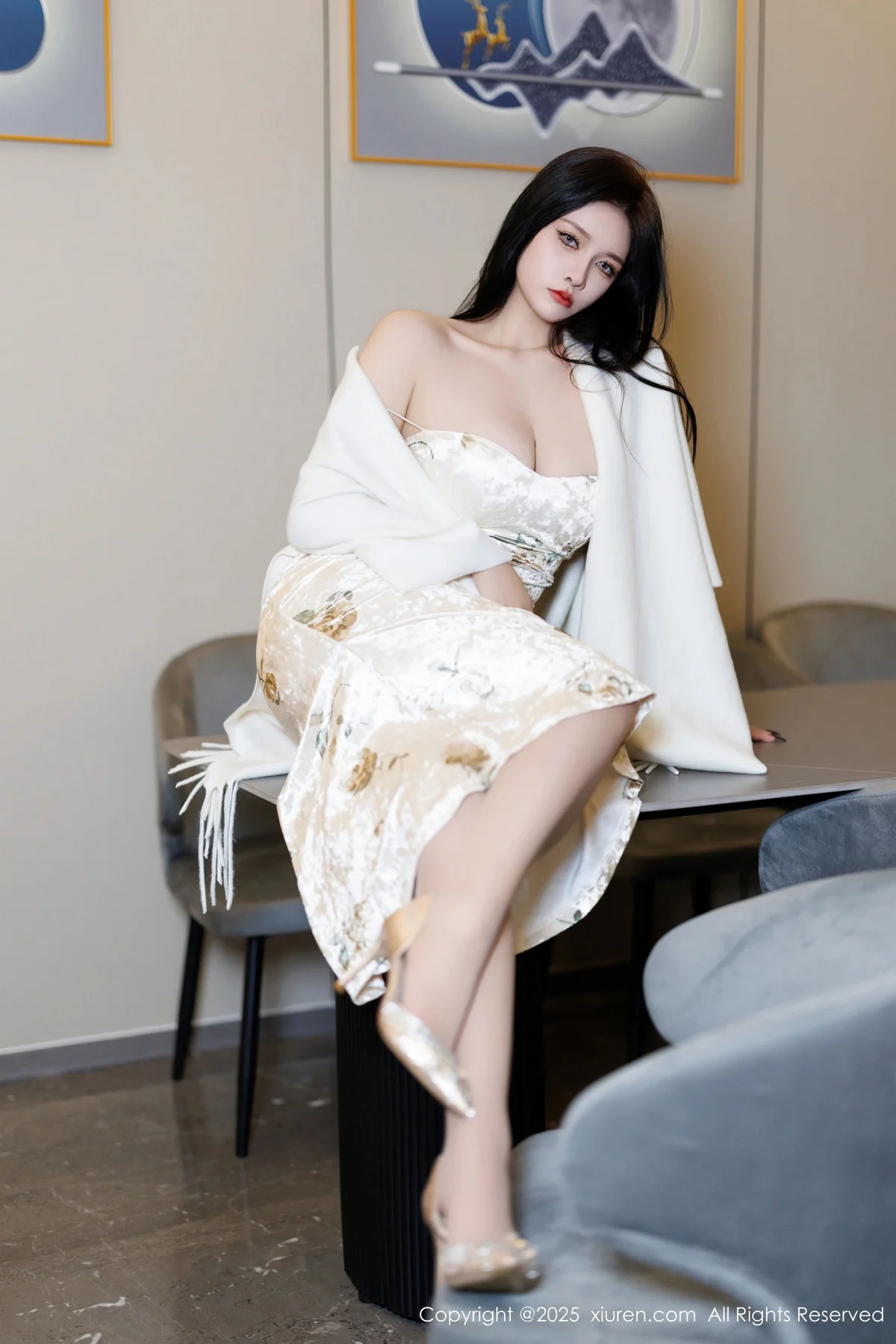娜比脱连衣短裙露性感蓝色内衣配超薄肉丝秀凹凸身材绝美写真 第 89 张