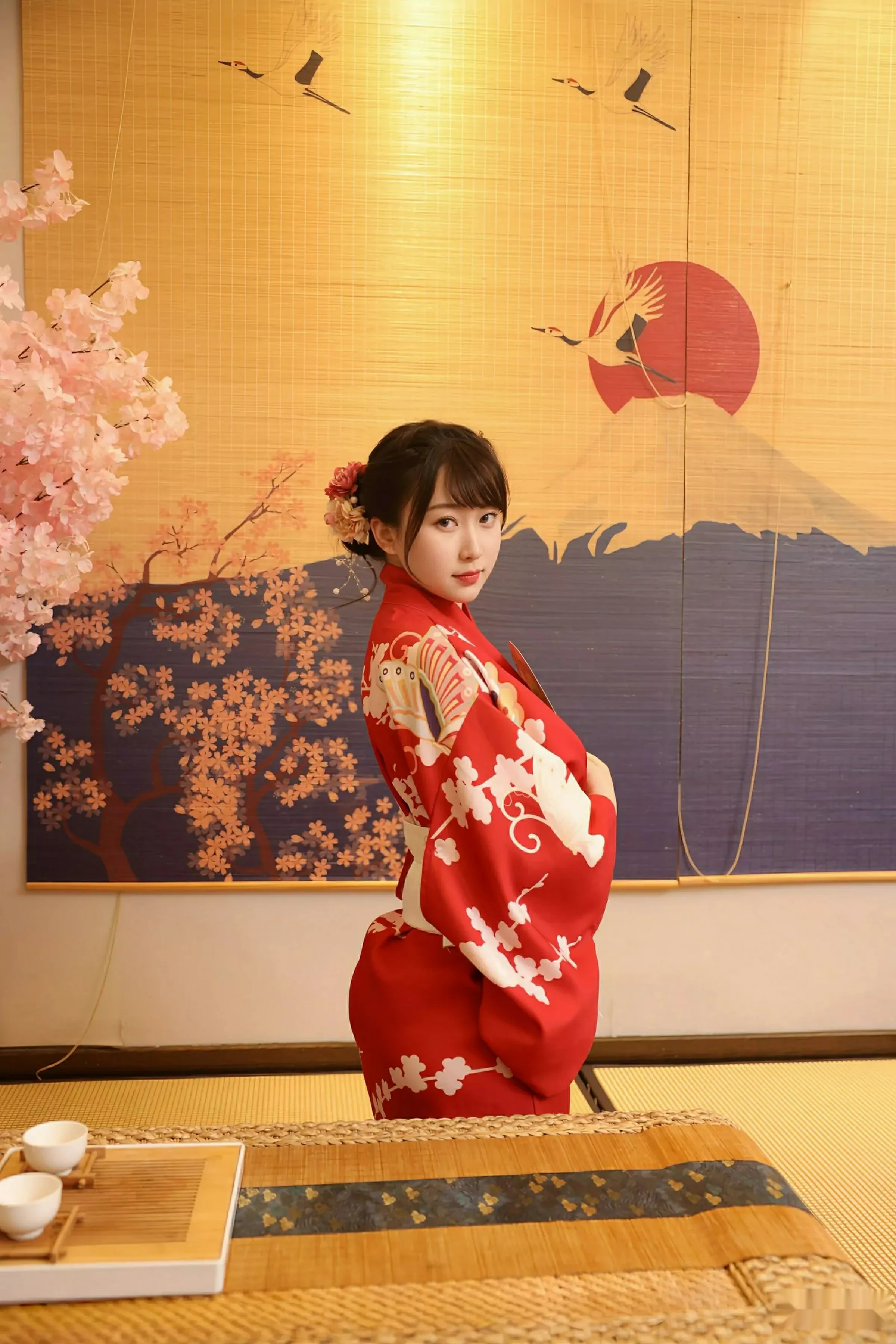 李沁恩lrene性感日系风红色服饰半脱秀丰腴身材惹火绝美写真 第 25 张