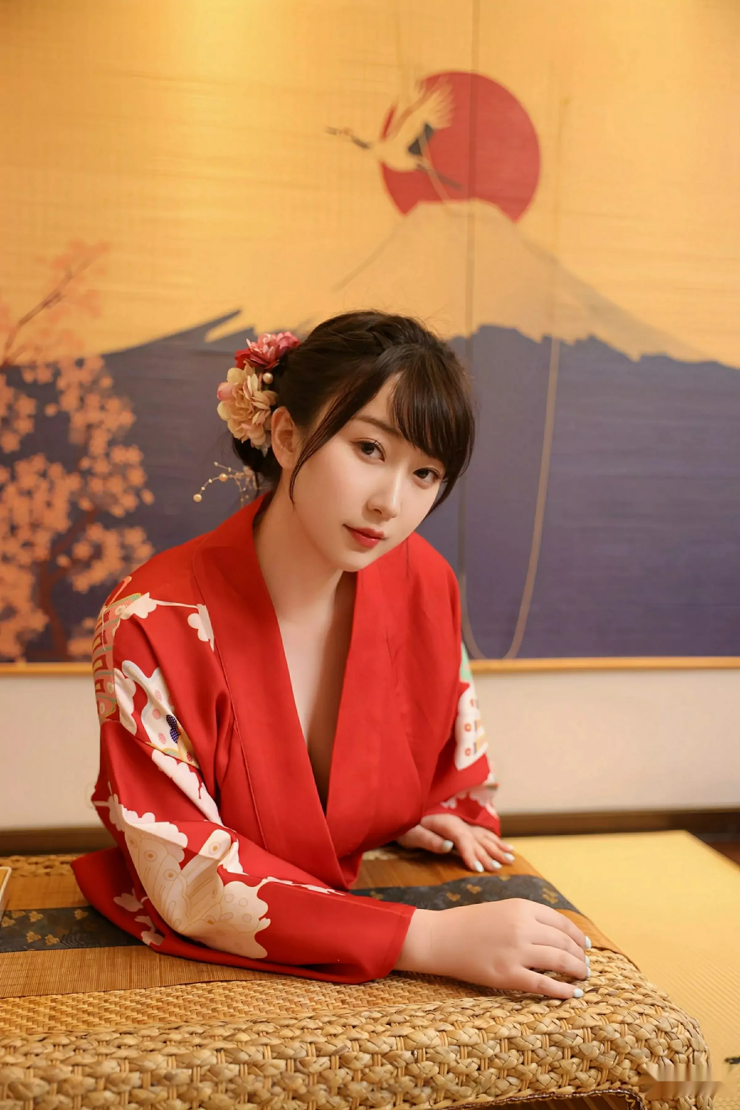 李沁恩lrene性感日系风红色服饰半脱秀丰腴身材惹火绝美写真 第 33 张