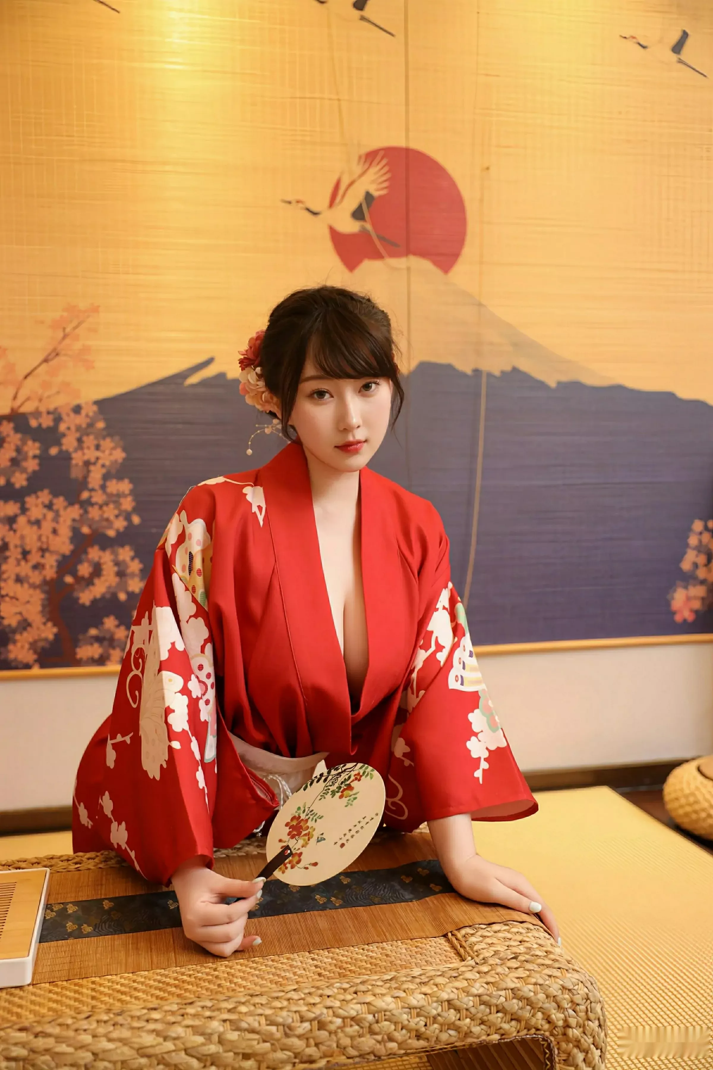 李沁恩lrene性感日系风红色服饰半脱秀丰腴身材惹火绝美写真 第 6 张