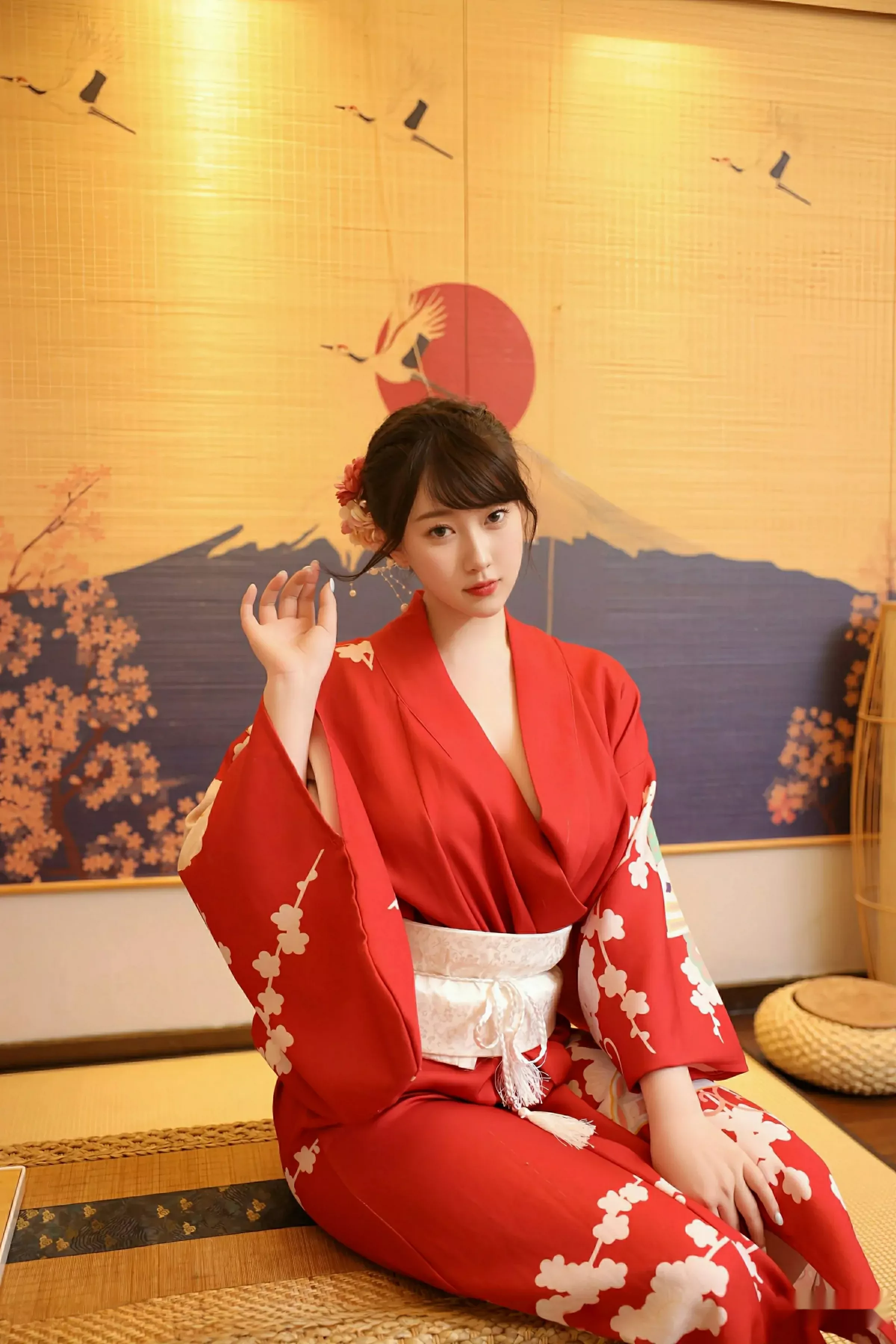 李沁恩lrene性感日系风红色服饰半脱秀丰腴身材惹火绝美写真 第 8 张
