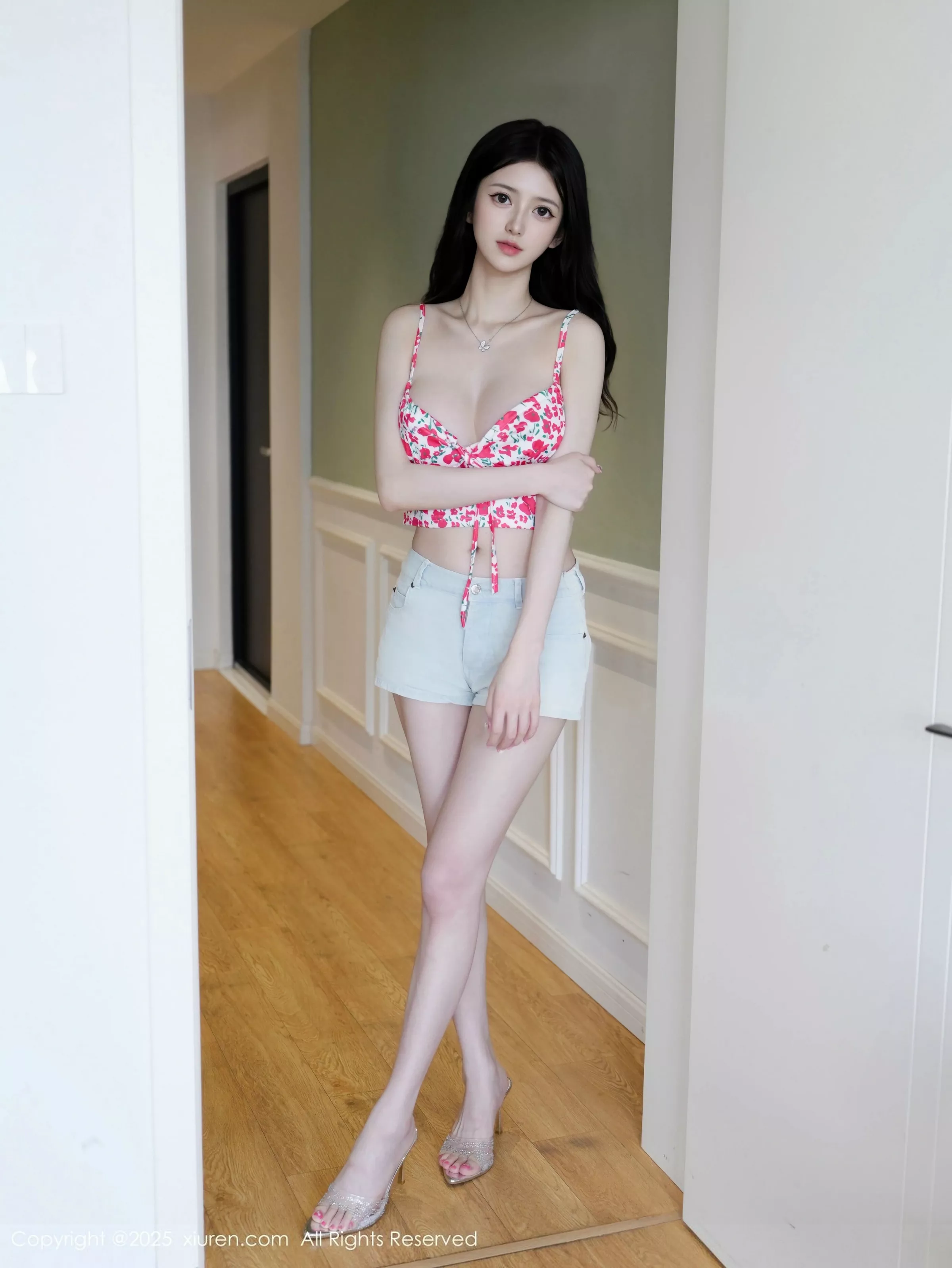 白小蝶性感花色内衣配牛仔短裤半脱秀完美曲线绝美写真 第 26 张