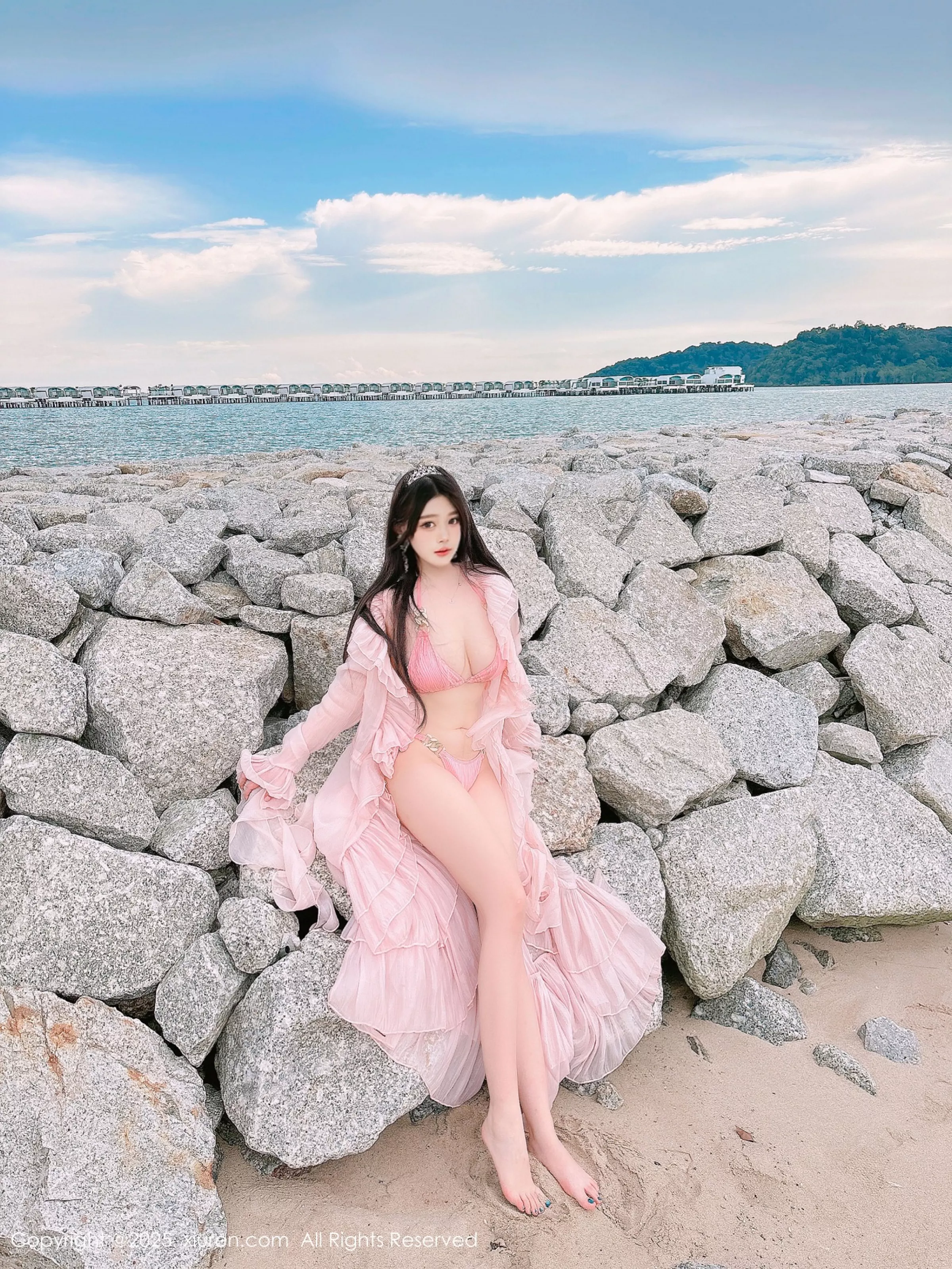 蛋蛋宝性感粉色薄纱服饰露粉色比基尼秀丰腴身材绝美写真 第 113 张