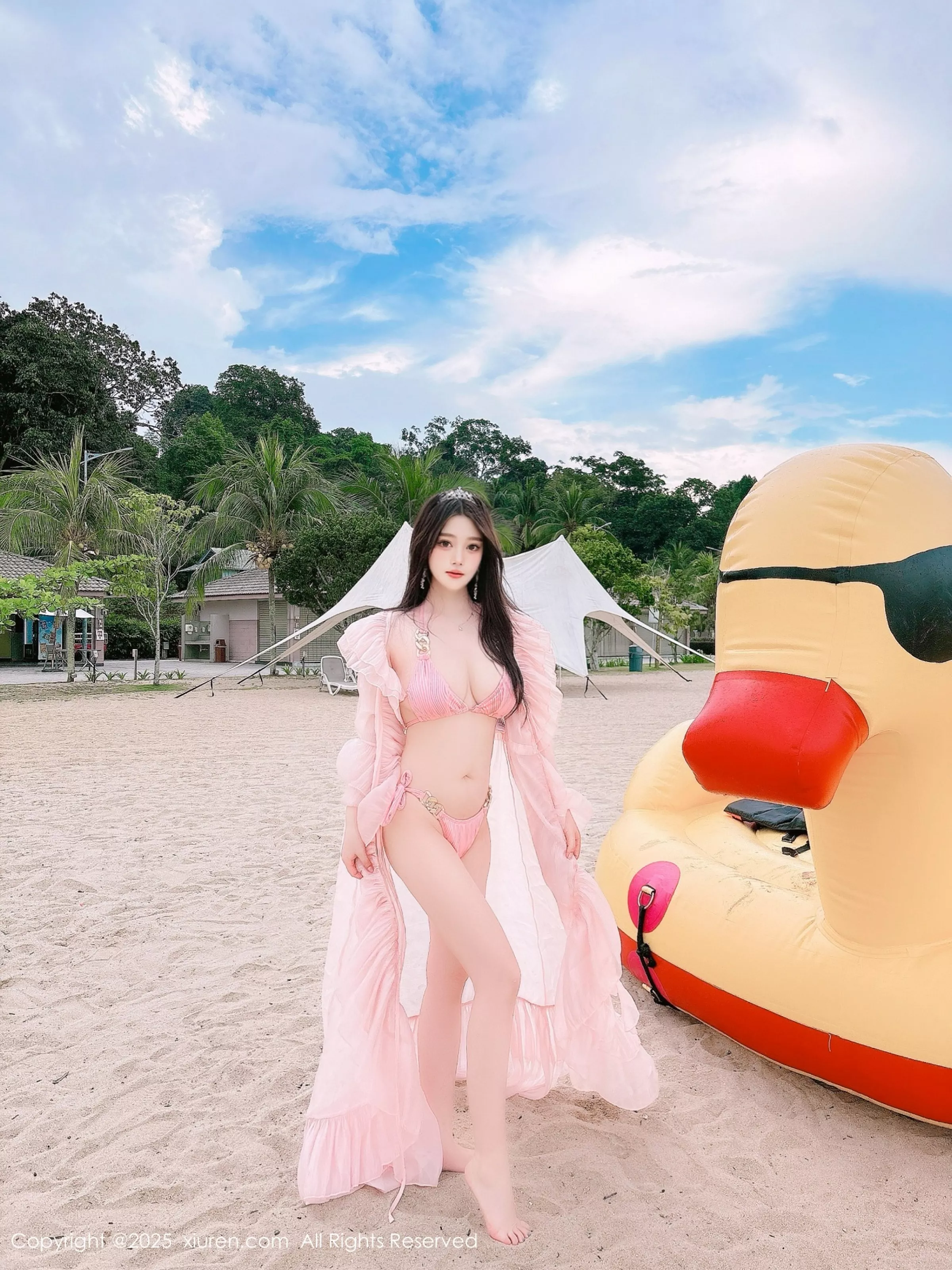 蛋蛋宝性感粉色薄纱服饰露粉色比基尼秀丰腴身材绝美写真 第 117 张