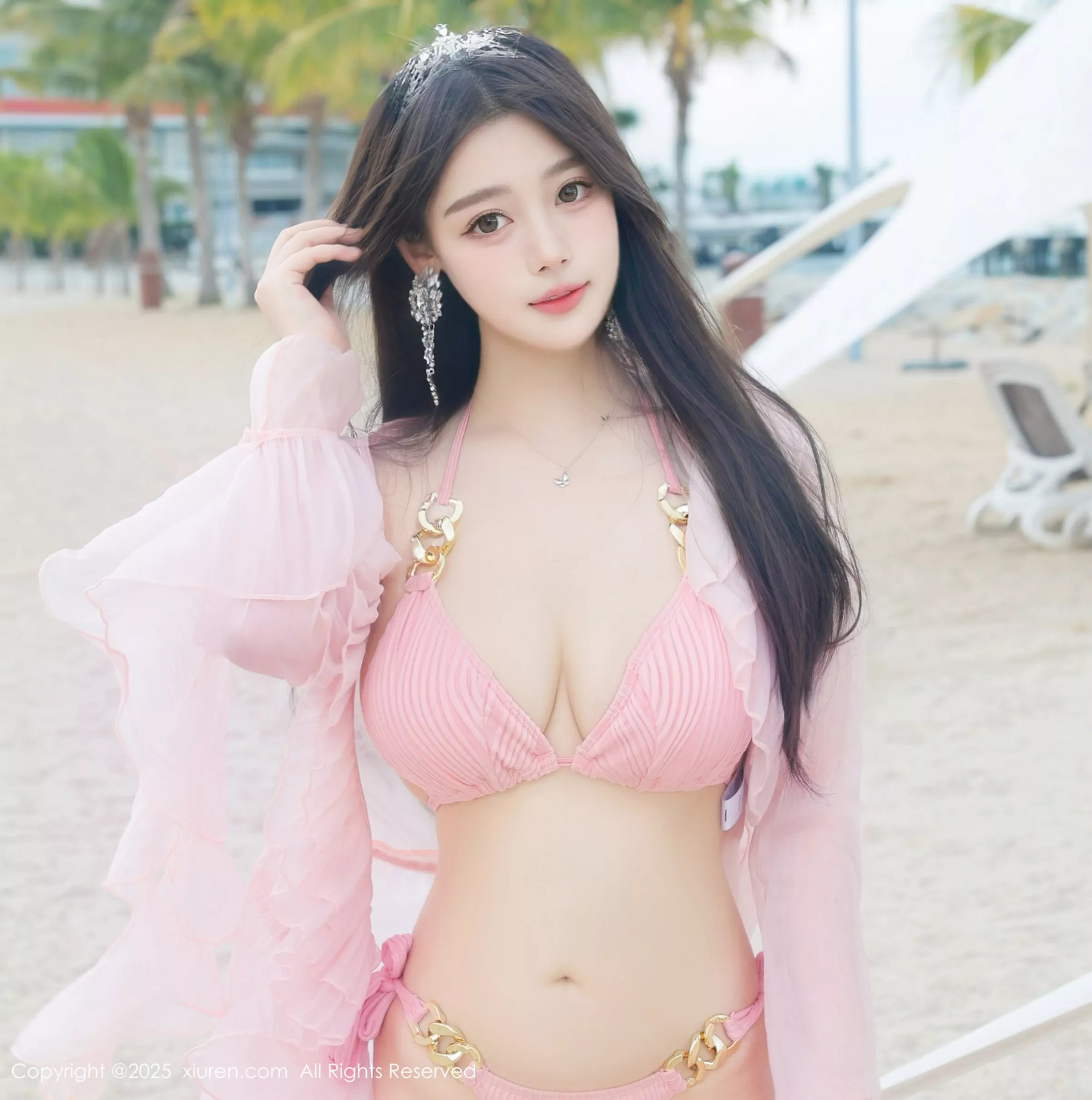 蛋蛋宝性感粉色薄纱服饰露粉色比基尼秀丰腴身材绝美写真 第 17 张