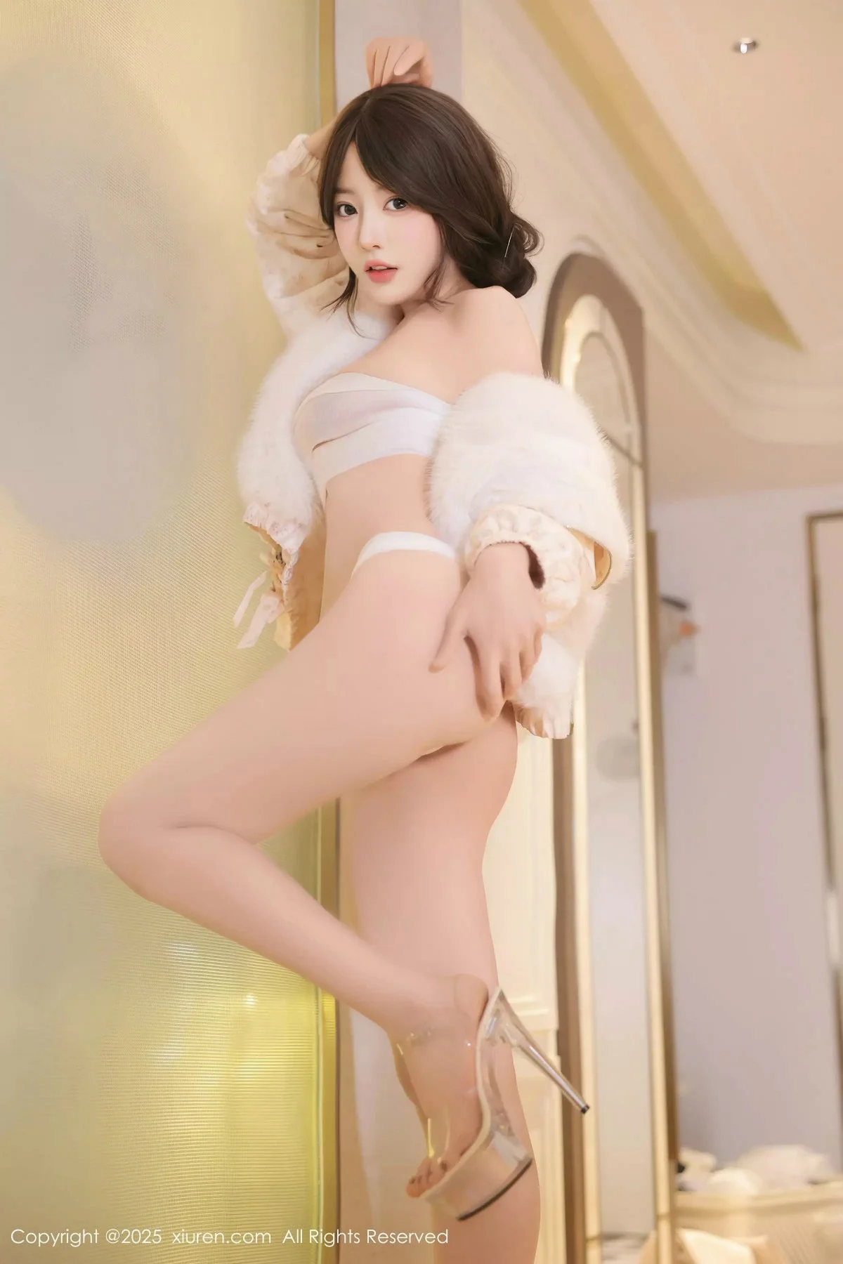 桃妖夭白色毛衣配牛仔裤露白色情趣内衣秀曼妙身姿绝美写真 第 48 张
