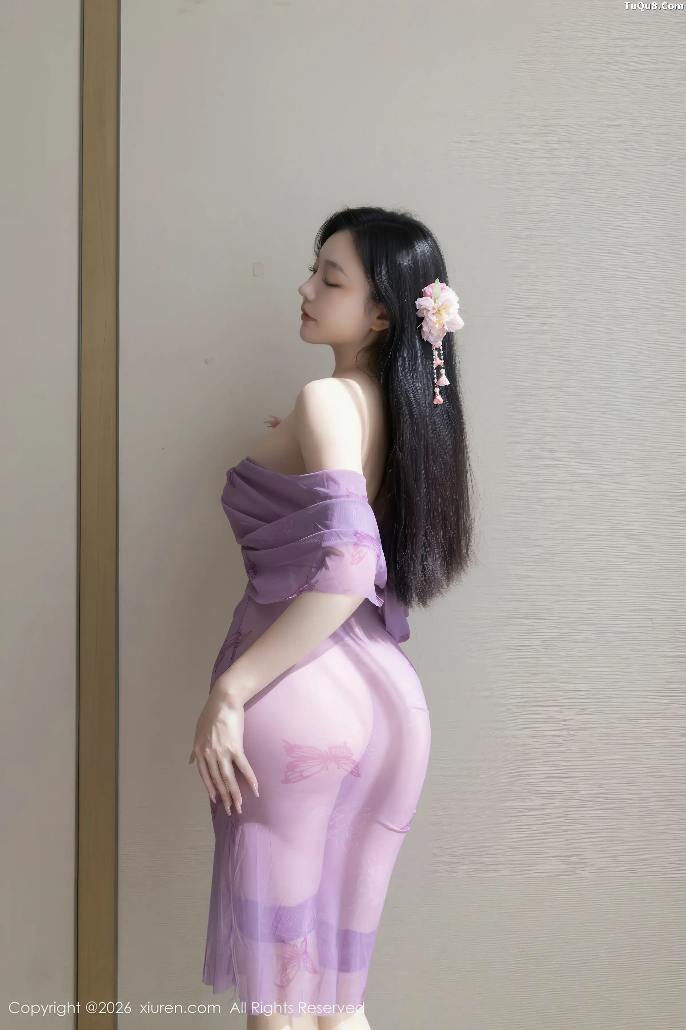 安然anran性感紫色薄纱连衣裙配超薄肉丝秀柔美身姿绝美写真 第 14 张
