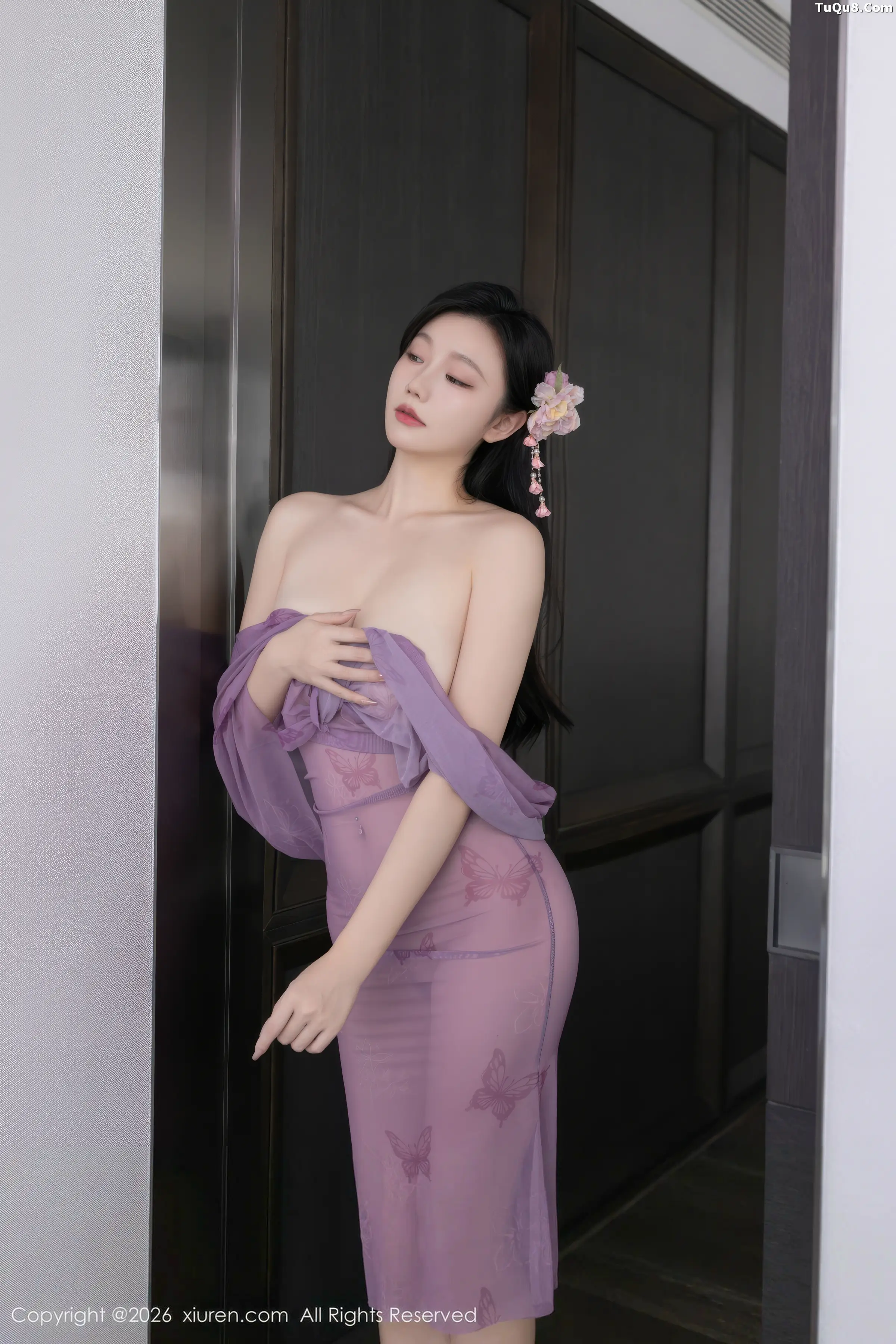 安然anran性感紫色薄纱连衣裙配超薄肉丝秀柔美身姿绝美写真 第 65 张