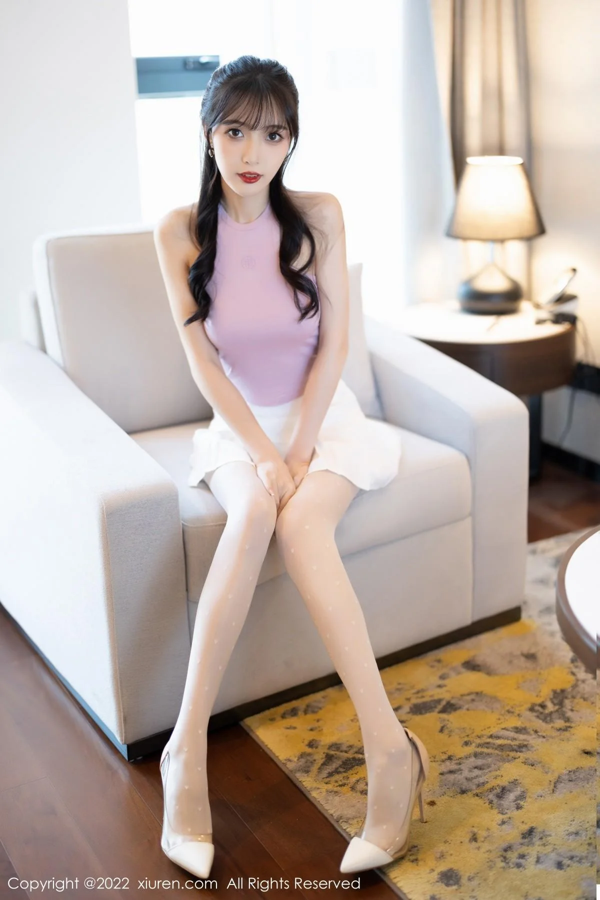 林星阑性感淡紫真空上衣配白短裙秀曼妙身姿迷人绝美写真 第 11 张