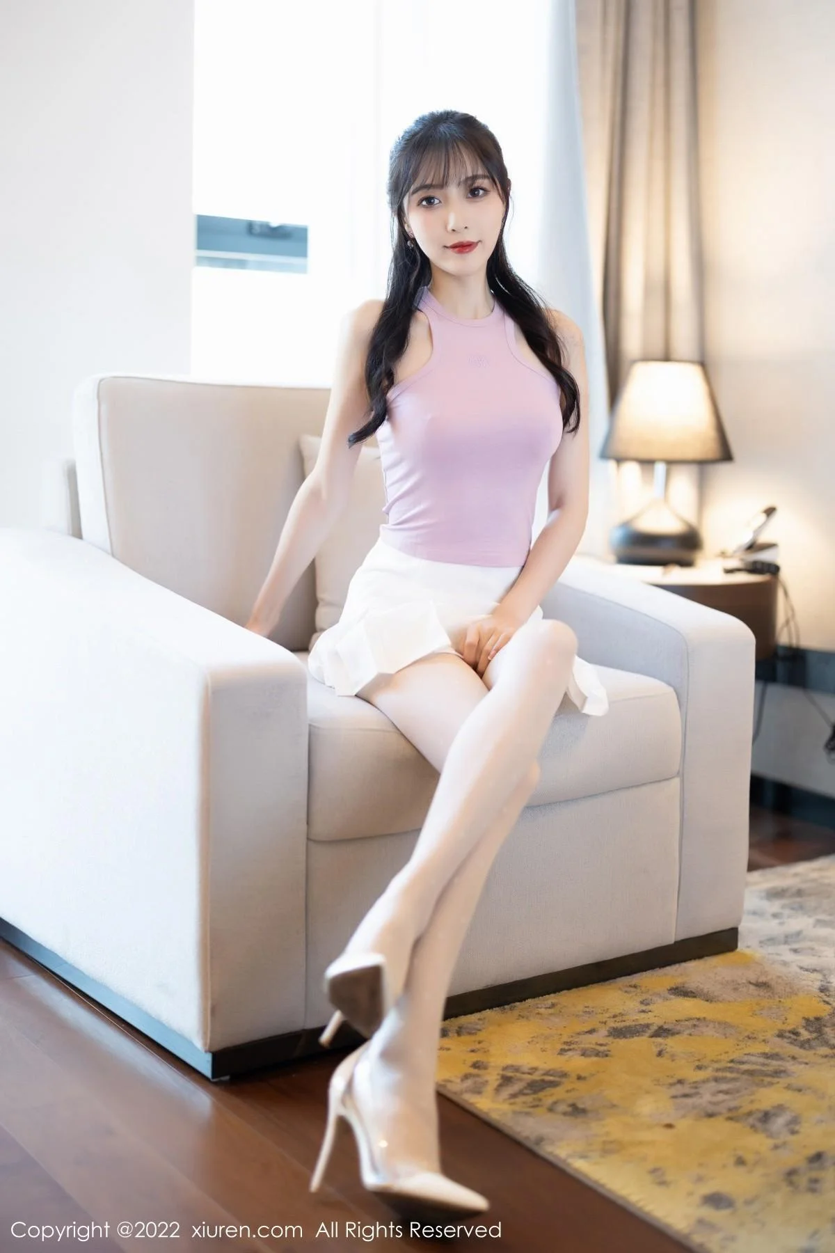 林星阑性感淡紫真空上衣配白短裙秀曼妙身姿迷人绝美写真 第 12 张