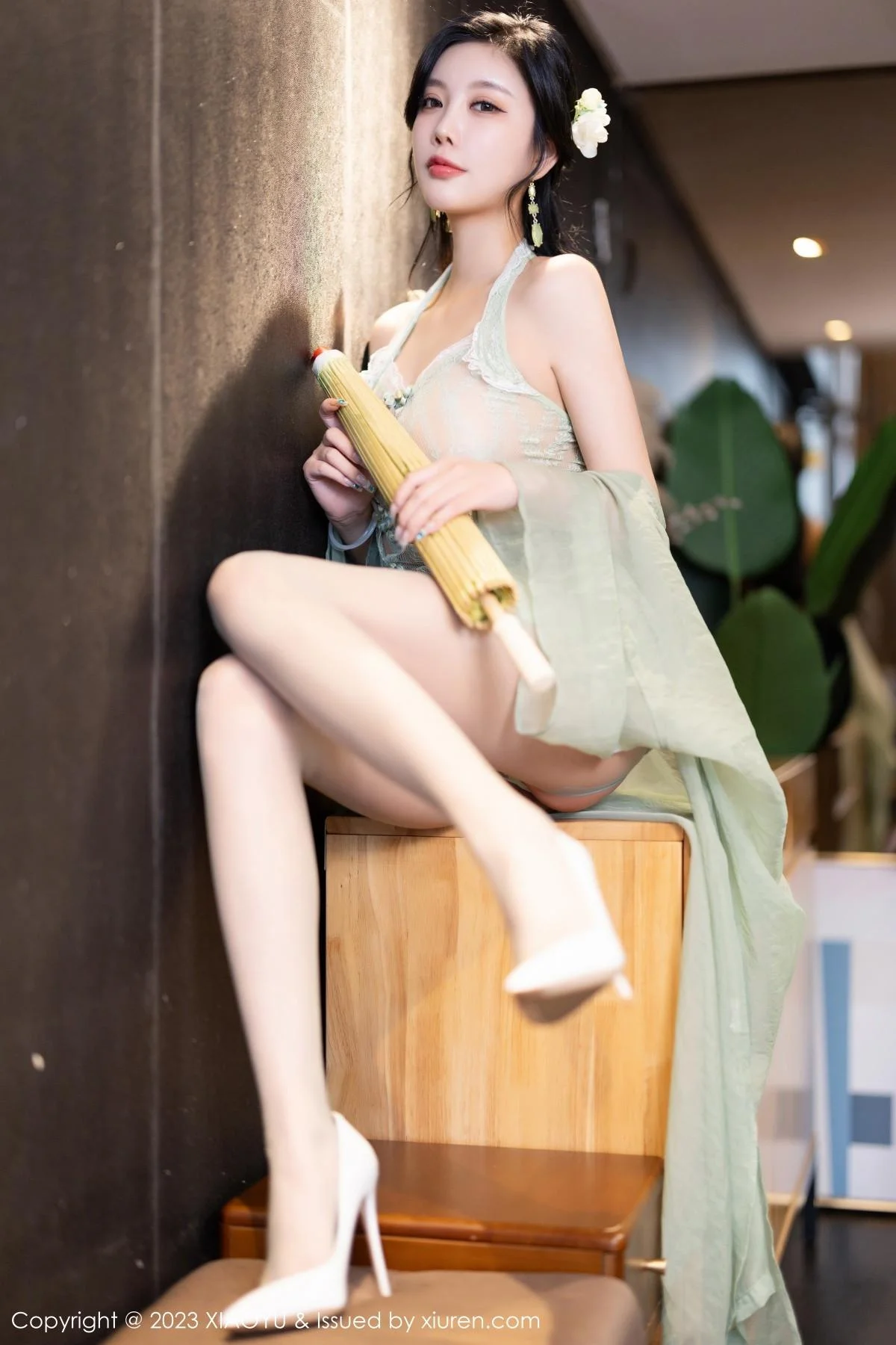 杨晨晨性感淡绿薄纱短裙露绿灰色蕾丝情趣服完美绝美写真 第 110 张