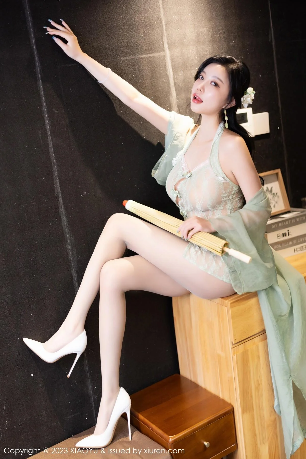 杨晨晨性感淡绿薄纱短裙露绿灰色蕾丝情趣服完美绝美写真 第 116 张