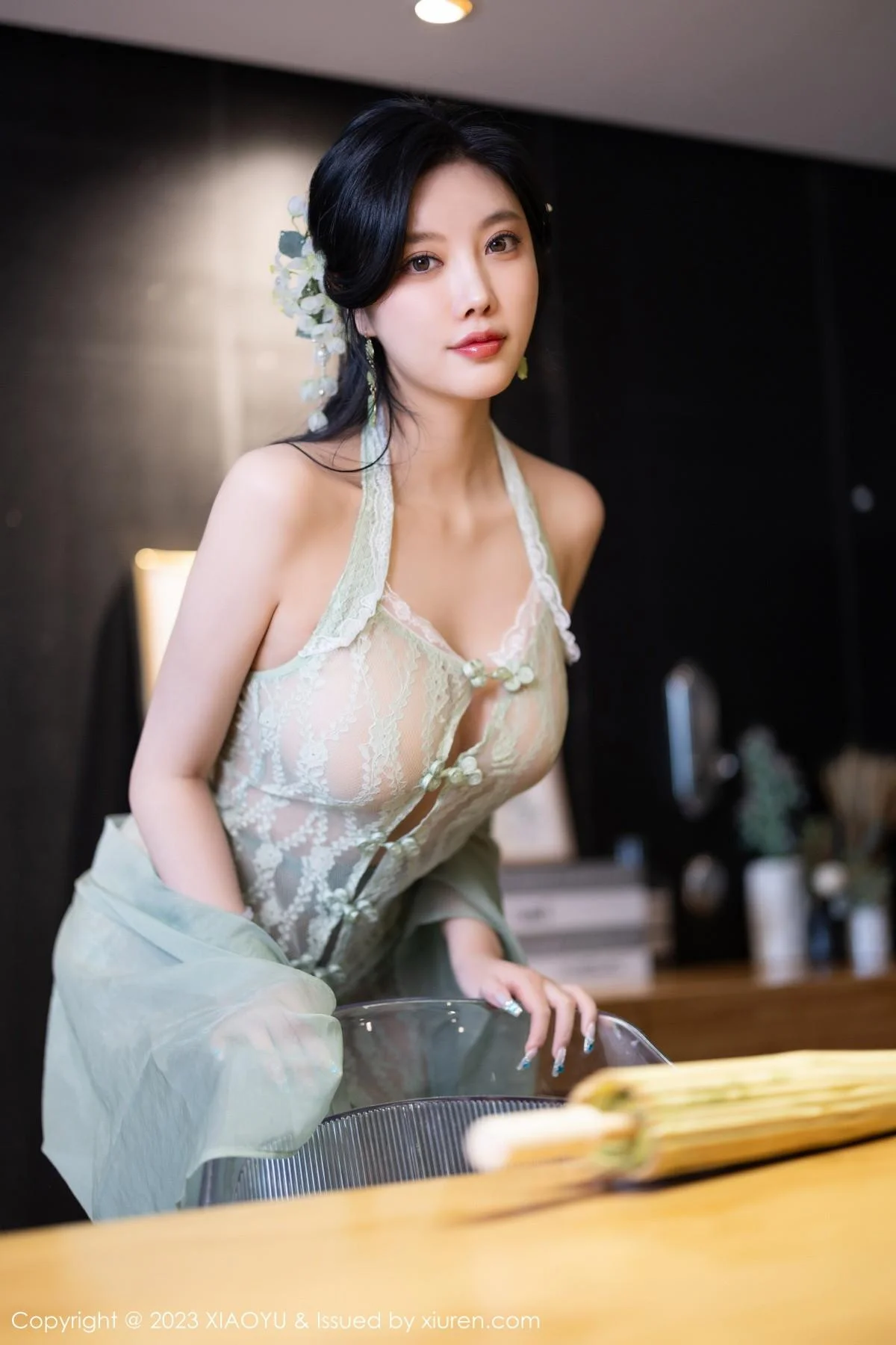 杨晨晨性感淡绿薄纱短裙露绿灰色蕾丝情趣服完美绝美写真 第 118 张