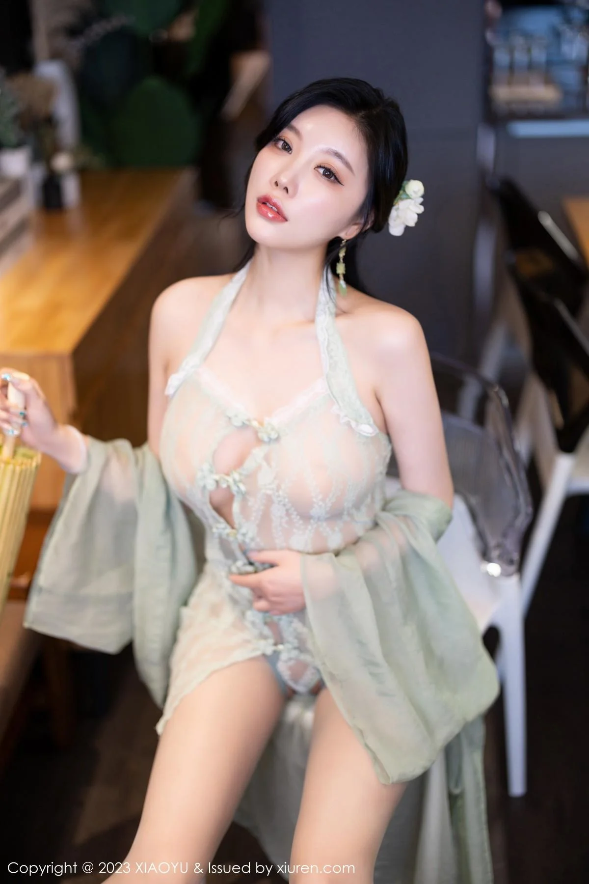 杨晨晨性感淡绿薄纱短裙露绿灰色蕾丝情趣服完美绝美写真 第 126 张