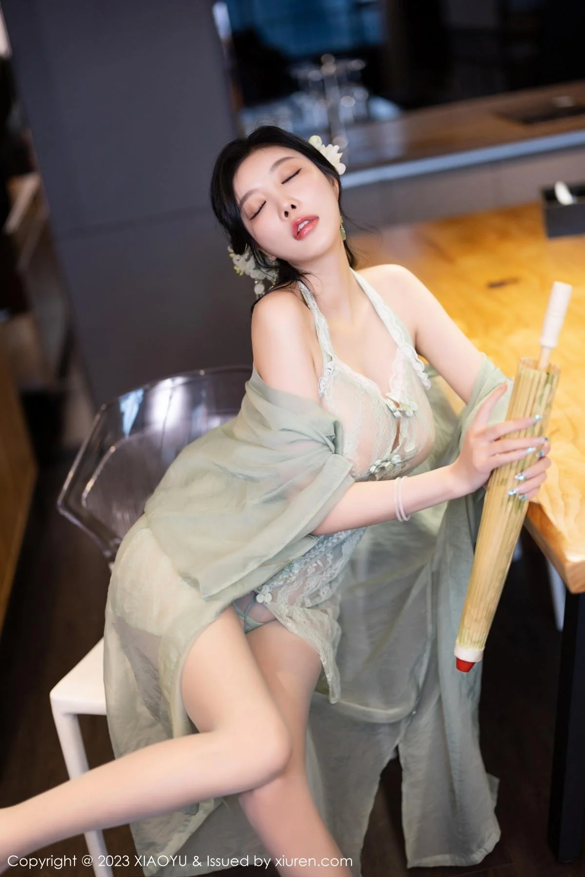 杨晨晨性感淡绿薄纱短裙露绿灰色蕾丝情趣服完美绝美写真 第 127 张