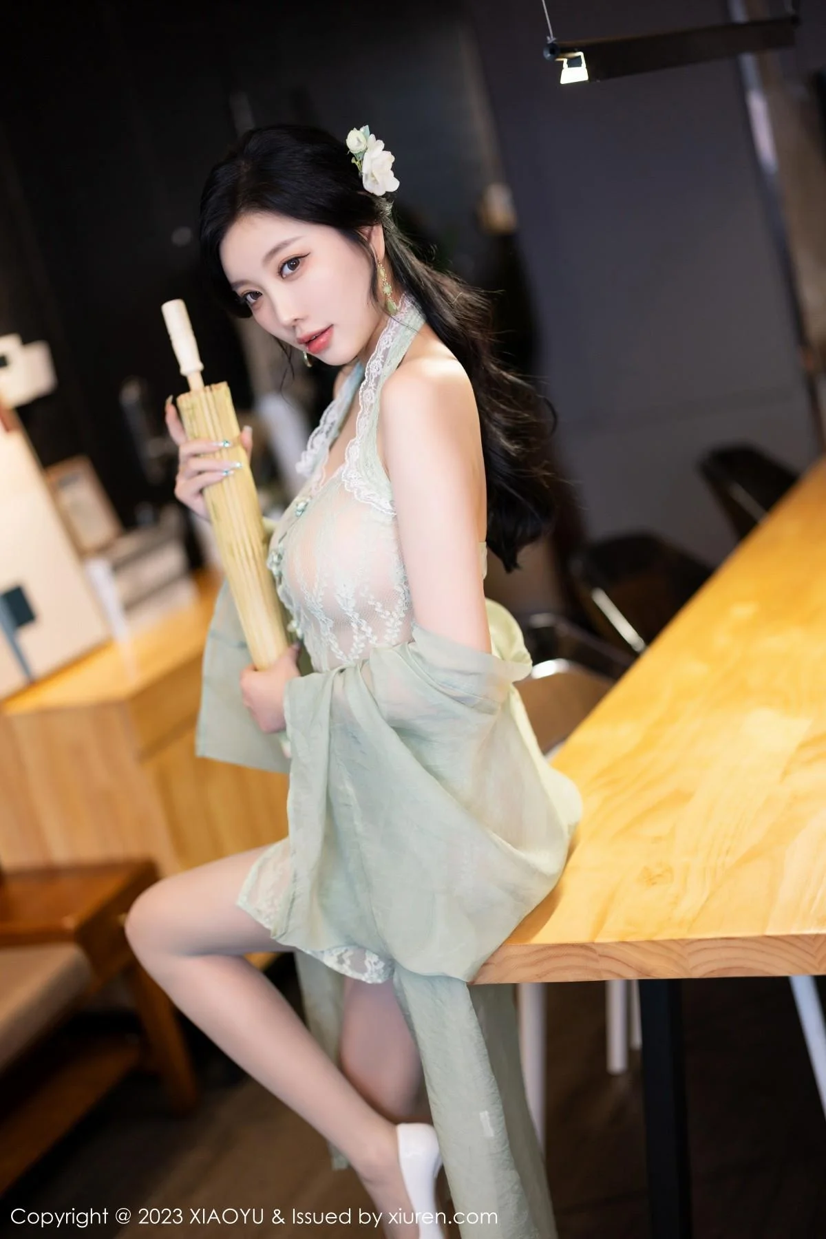 杨晨晨性感淡绿薄纱短裙露绿灰色蕾丝情趣服完美绝美写真 第 90 张
