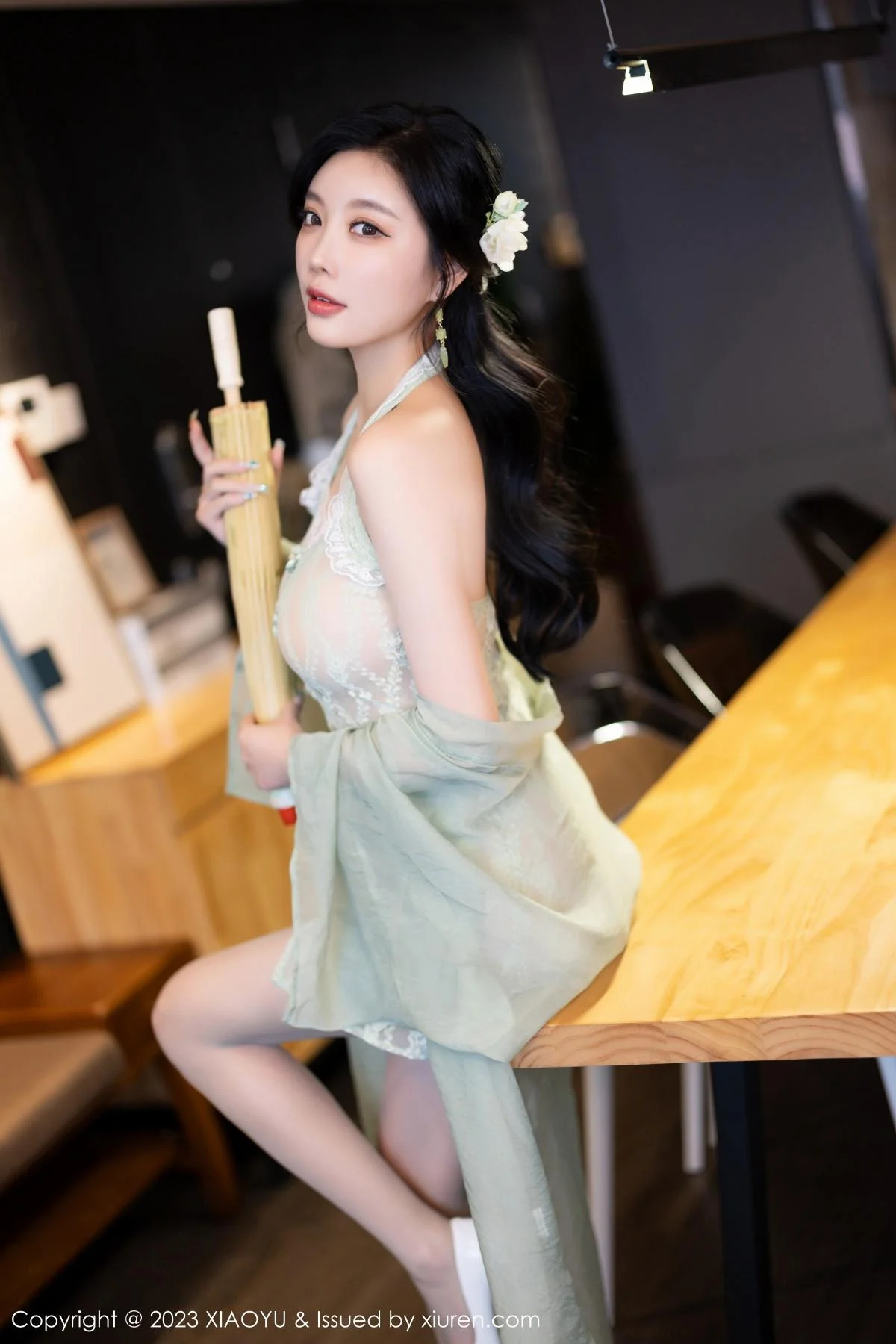 杨晨晨性感淡绿薄纱短裙露绿灰色蕾丝情趣服完美绝美写真 第 92 张
