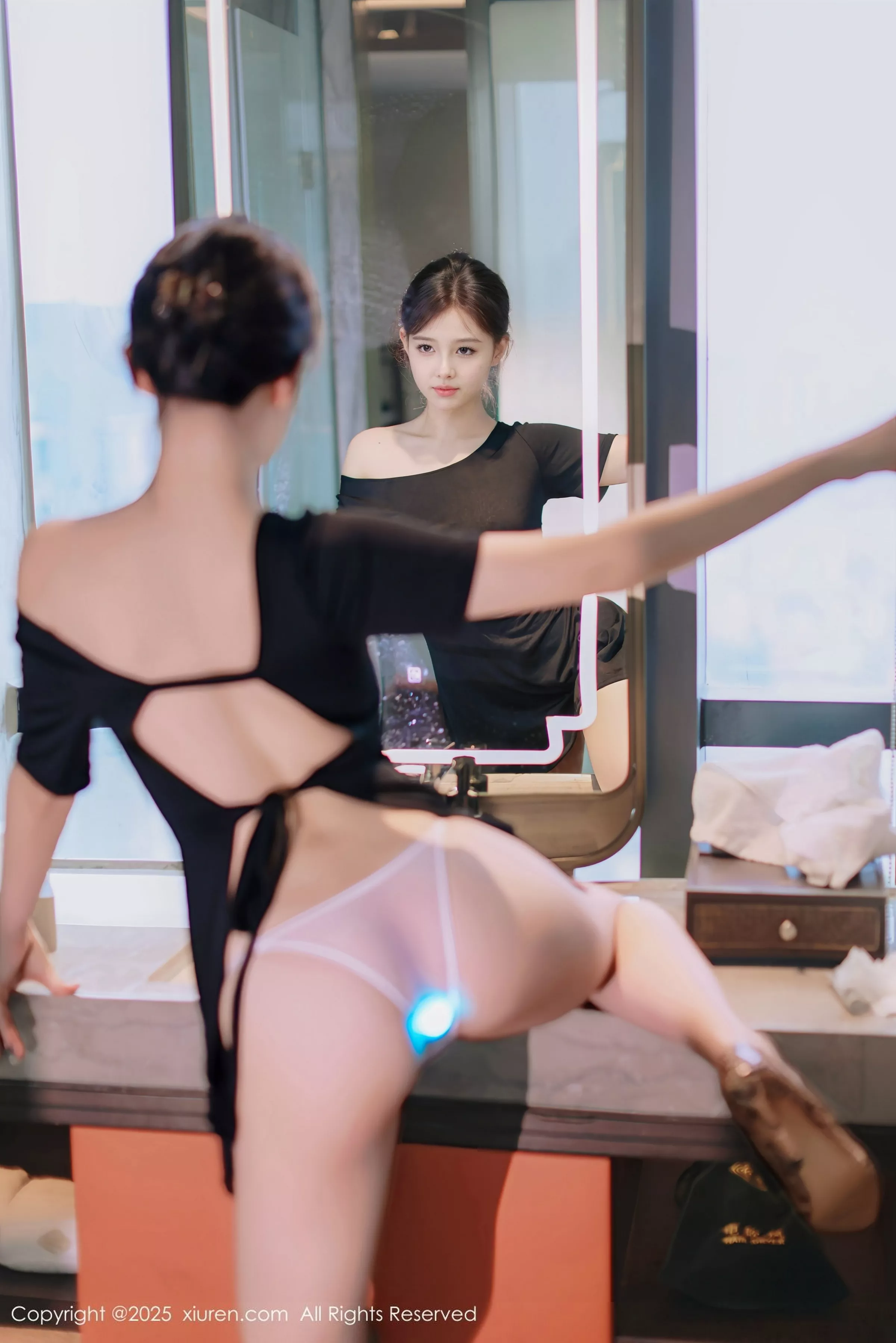 小橘子orange性感黑色连衣短裙露丁字裤秀曼妙身姿绝美写真 第 54 张