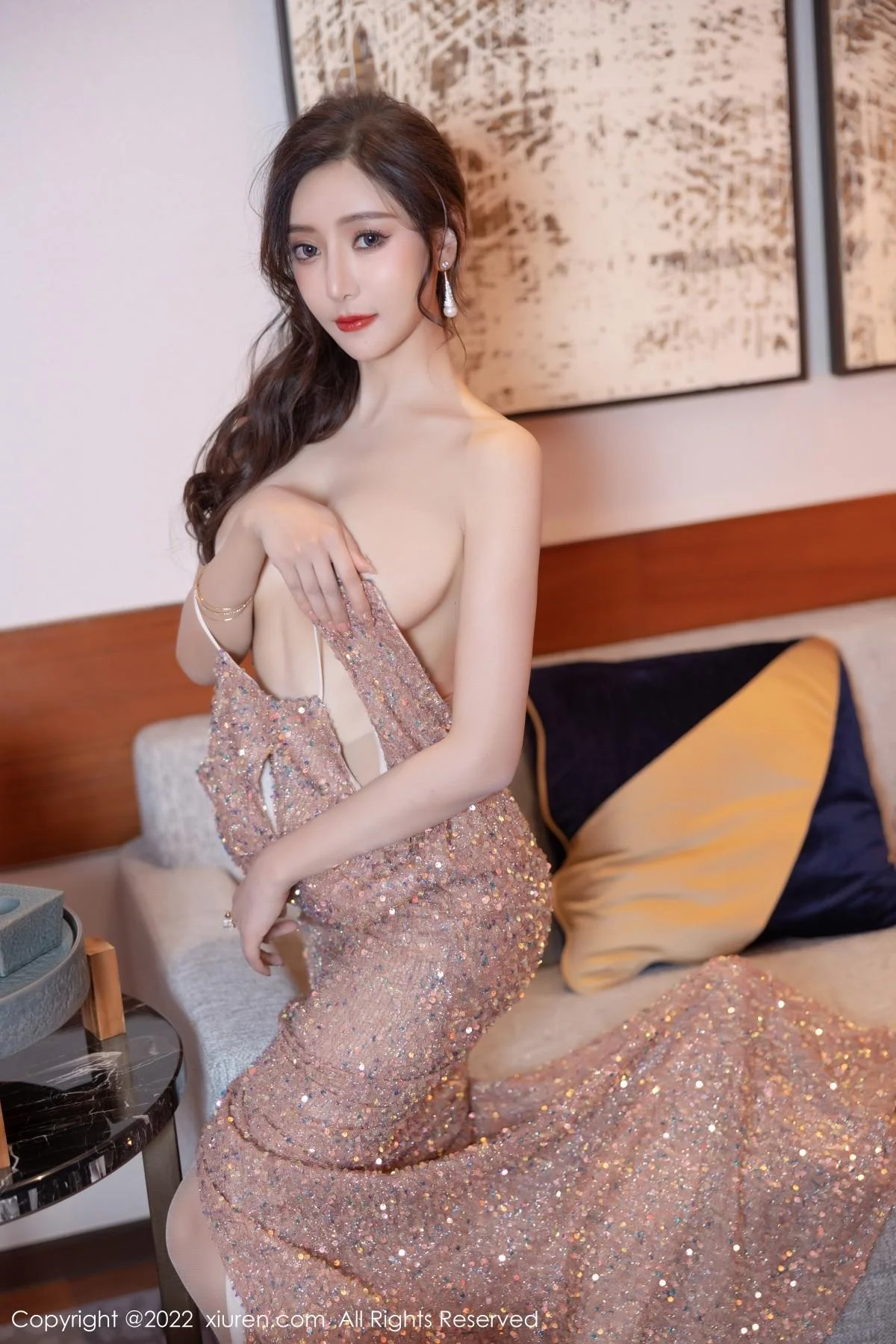王馨瑶yanni性感闪亮连衣裙配超薄肉丝秀完美身材绝美写真 第 62 张