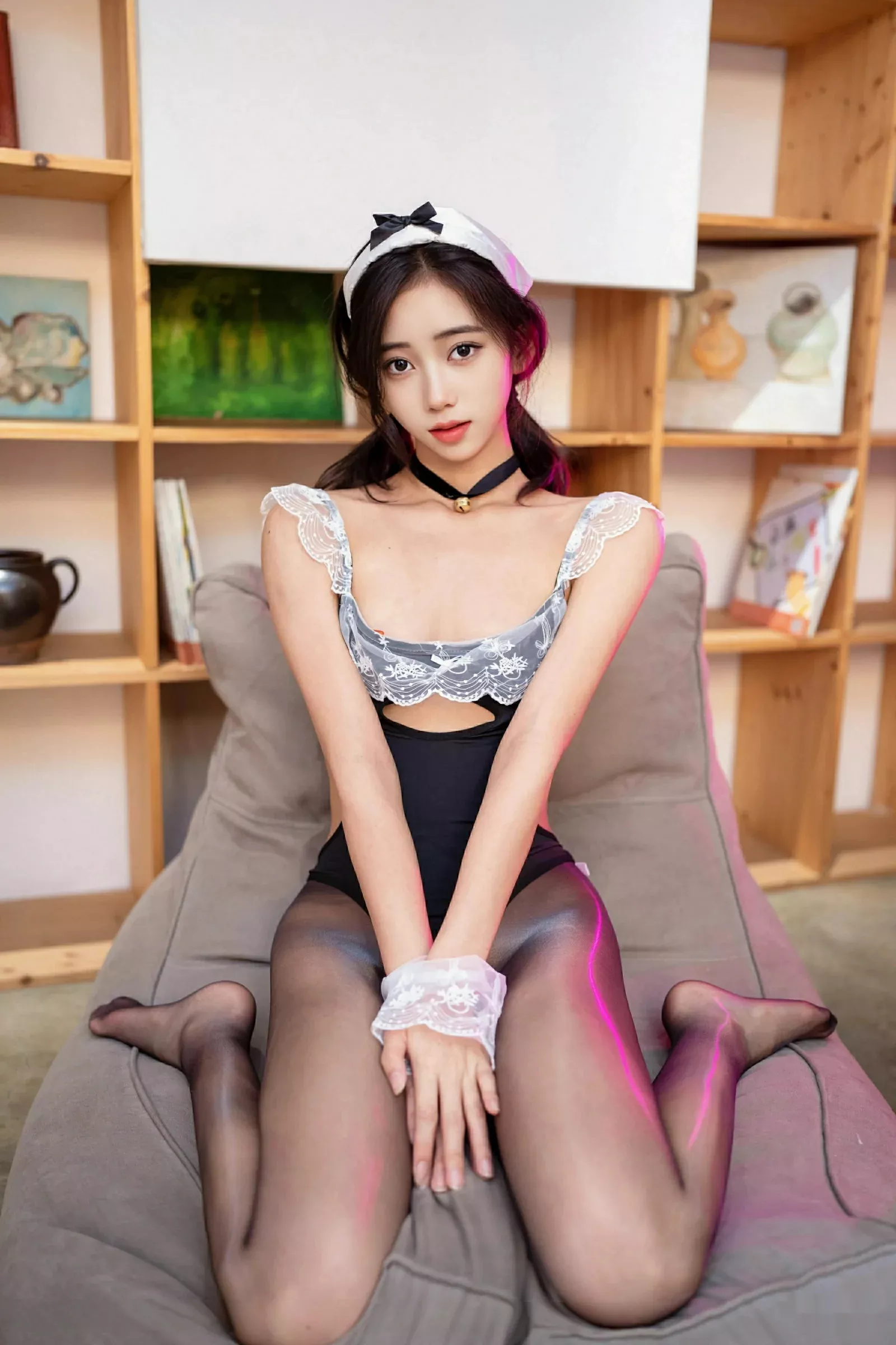 时安安性感黑色情趣内衣配超薄黑丝秀柔美身材绝美写真 第 9 张