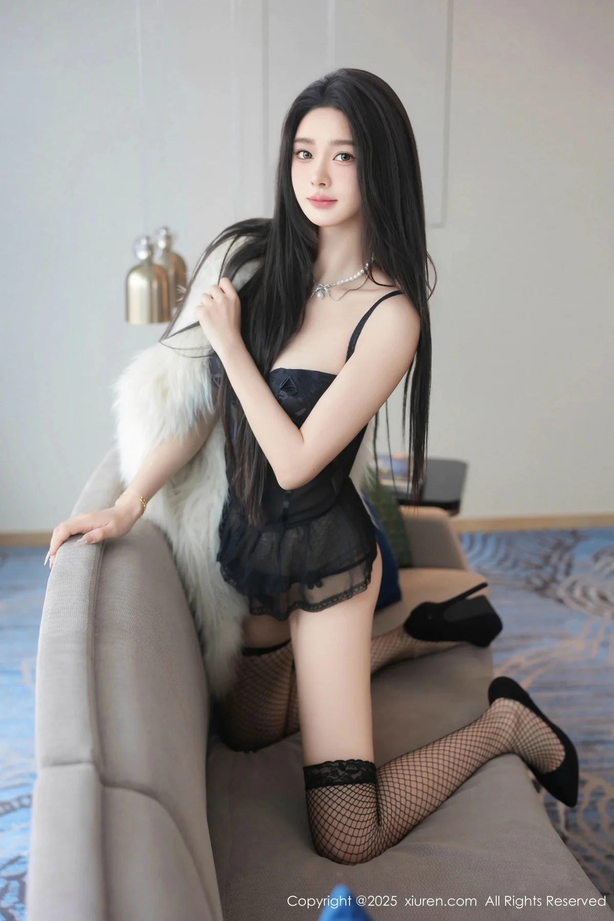 Candy糖糖性感黑色情趣内衣配黑丝网袜秀完美身材绝美写真 第 13 张