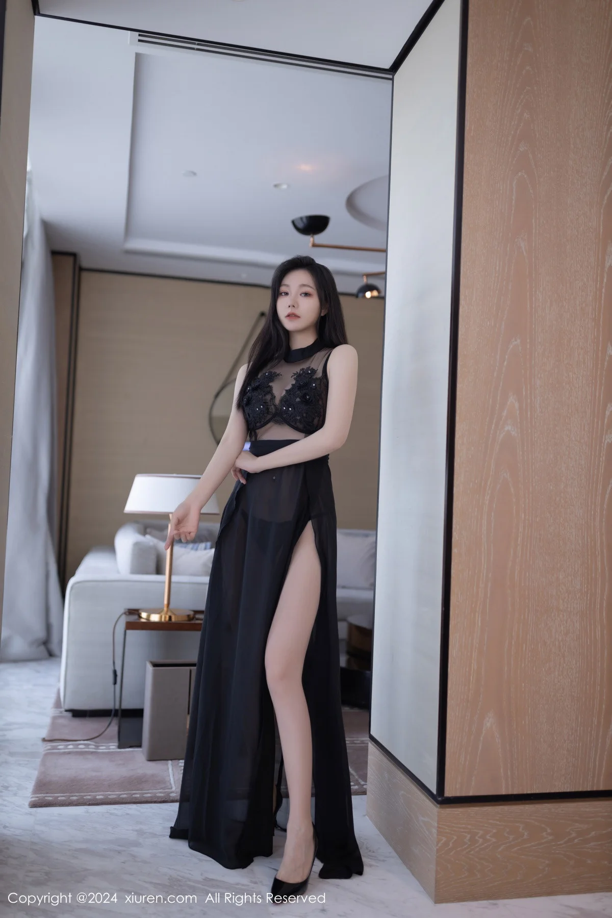 安然anran性感黑色薄纱连衣裙露黑色内衣秀曼妙身姿绝美写真 第 2 张