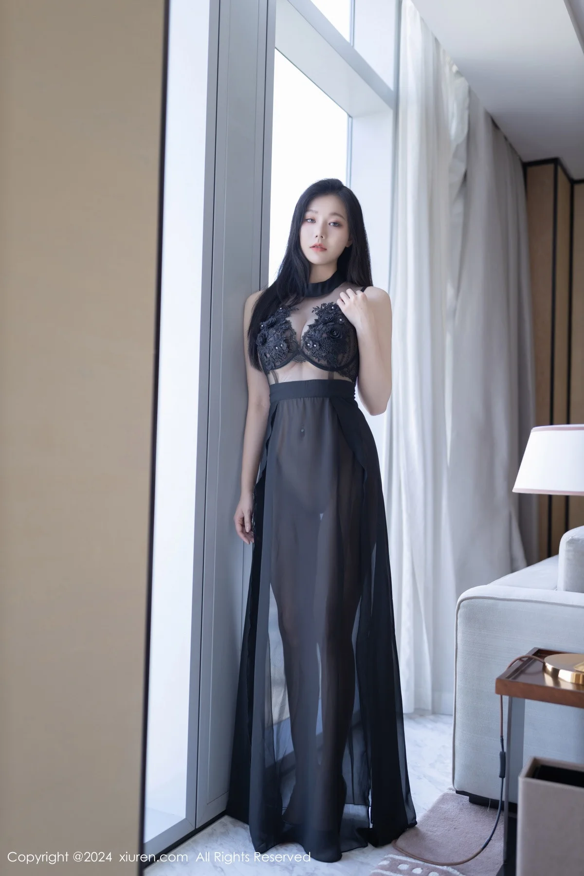 安然anran性感黑色薄纱连衣裙露黑色内衣秀曼妙身姿绝美写真 第 41 张