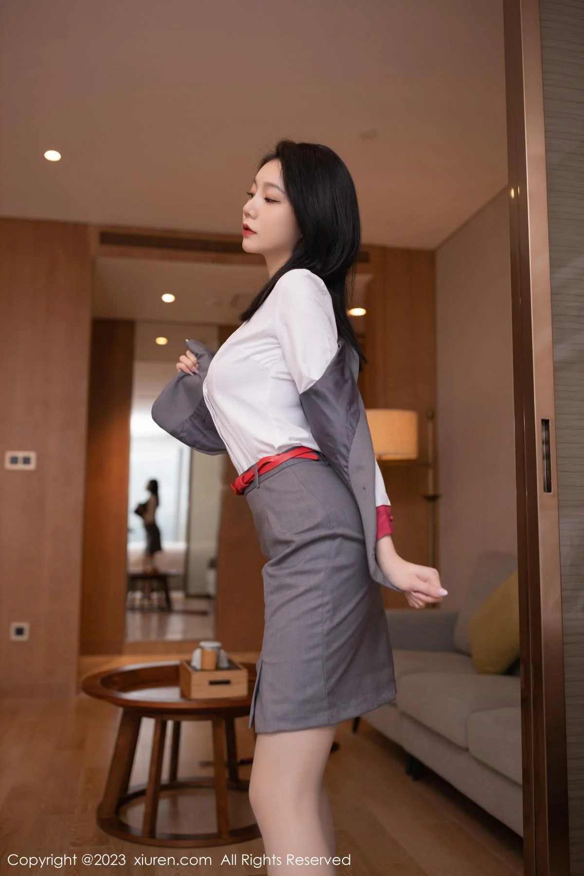 安然anran空姐角色扮演脱制服露红色蕾丝内衣惹火绝美写真 第 20 张