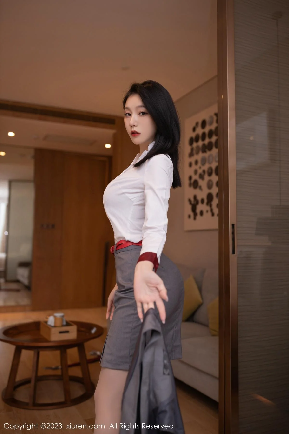 安然anran空姐角色扮演脱制服露红色蕾丝内衣惹火绝美写真 第 22 张