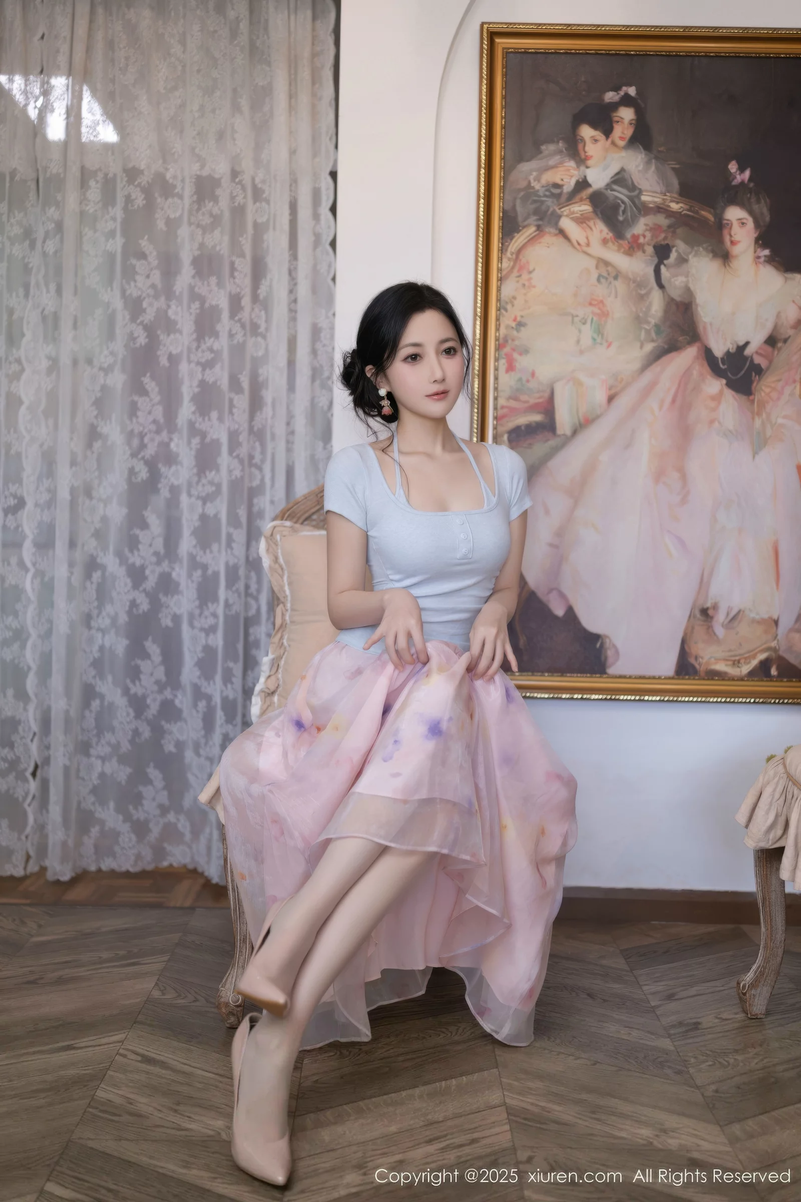 鱼子酱Fish性感粉色薄纱裙露开档肉丝秀曼妙身姿绝美写真 第 7 张