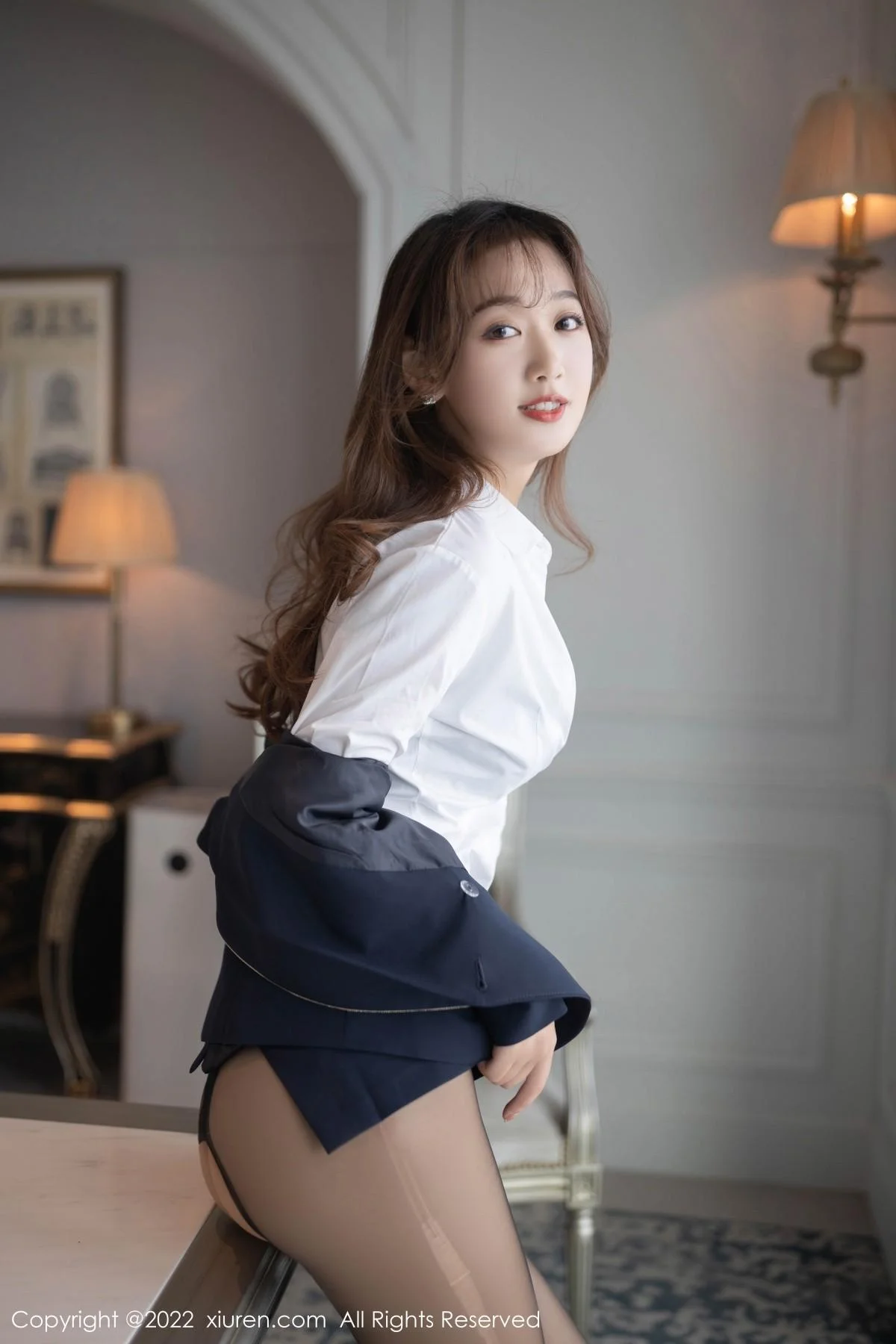唐安琪会议室职业装主题黑色蕾丝内衣配开档黑丝绝美写真 第 78 张