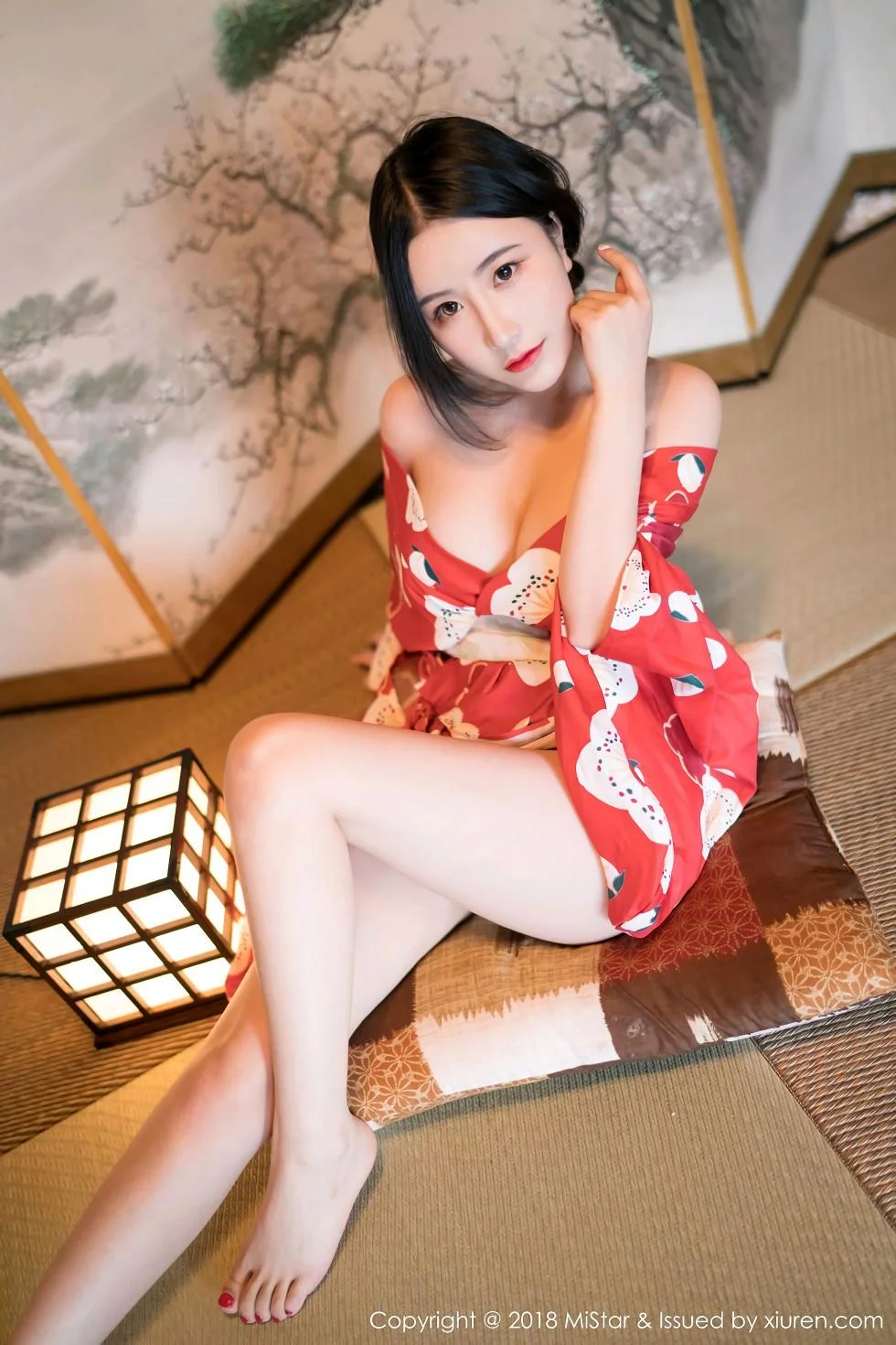 谢芷馨Sindy北海道旅拍娇艳红色和服半露豪乳绝美写真 第 18 张