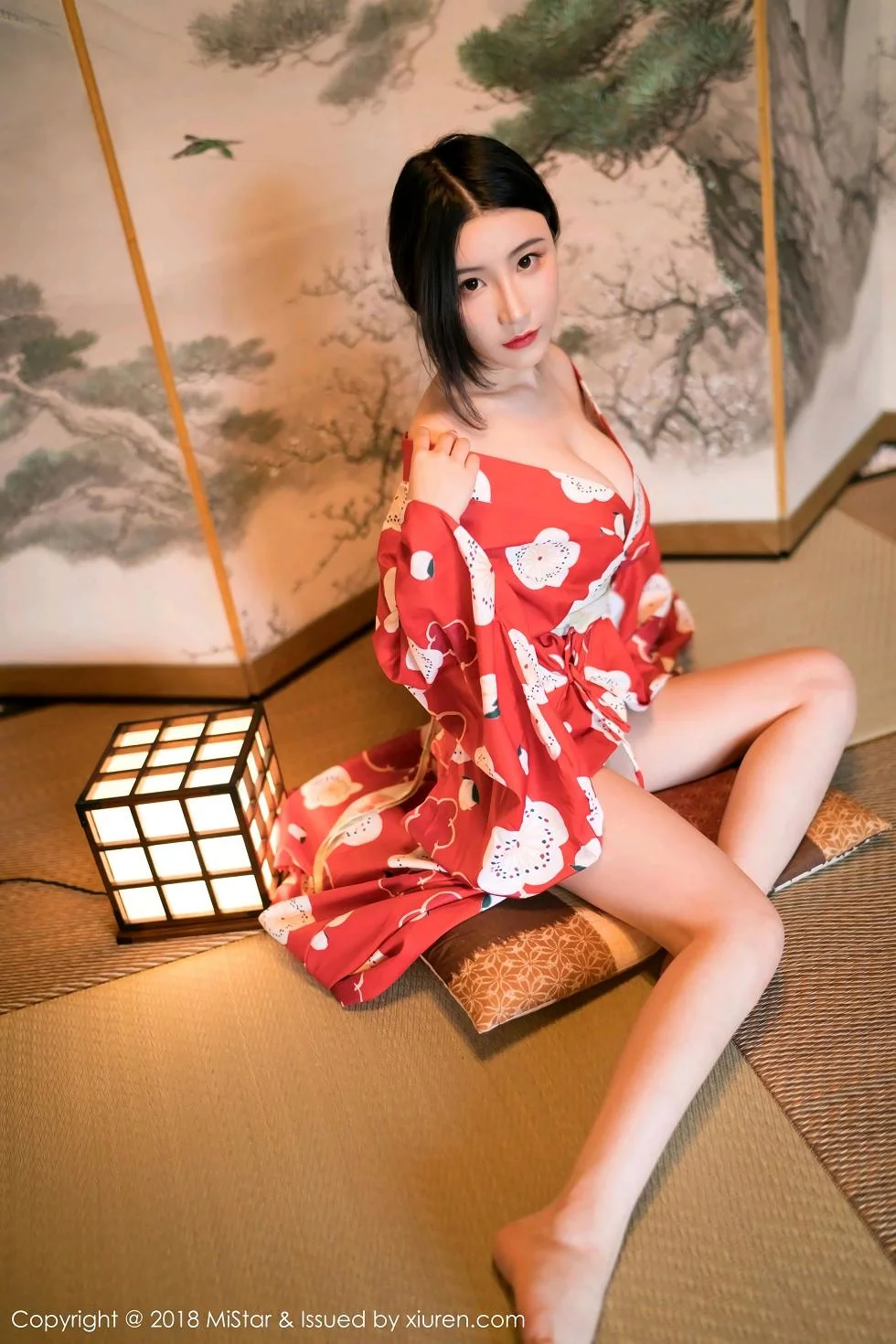 谢芷馨Sindy北海道旅拍娇艳红色和服半露豪乳绝美写真 第 6 张