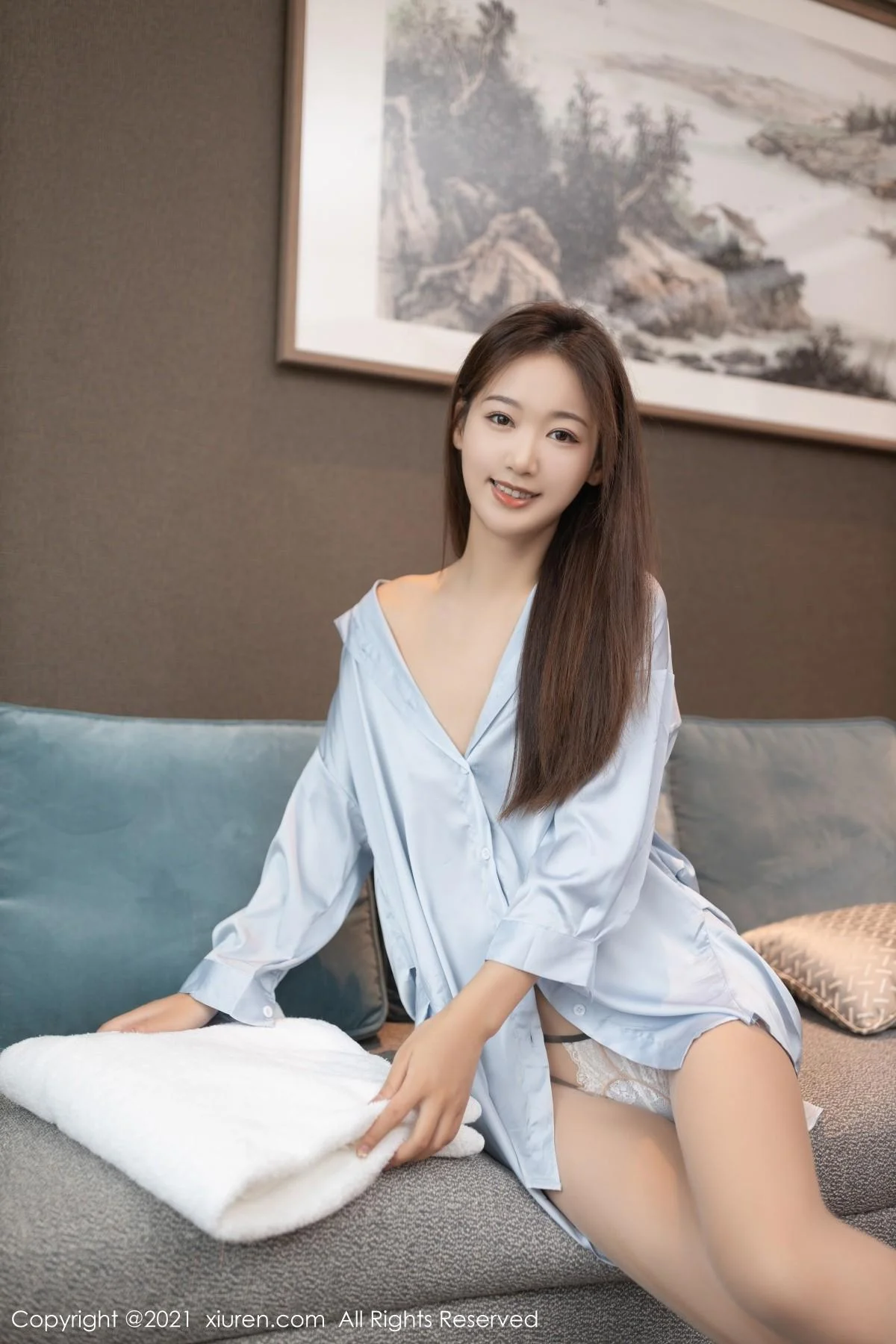 唐安琪江浙沪旅拍男友衬衫主题开档肉丝秀翘臀绝美写真 第 17 张
