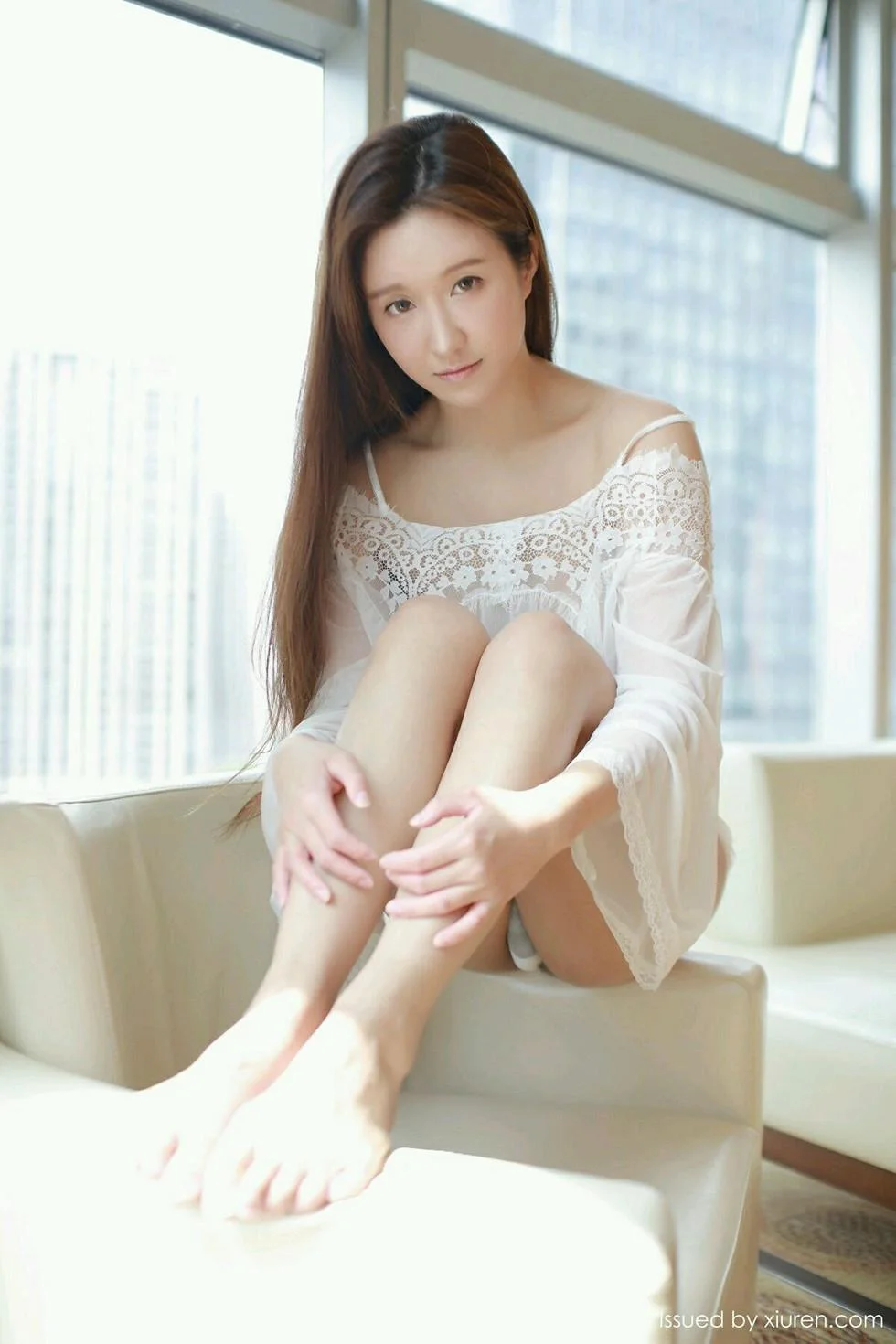 运动达人Jennanni_Jen白色蕾丝薄纱睡衣透视绝美写真 第 44 张