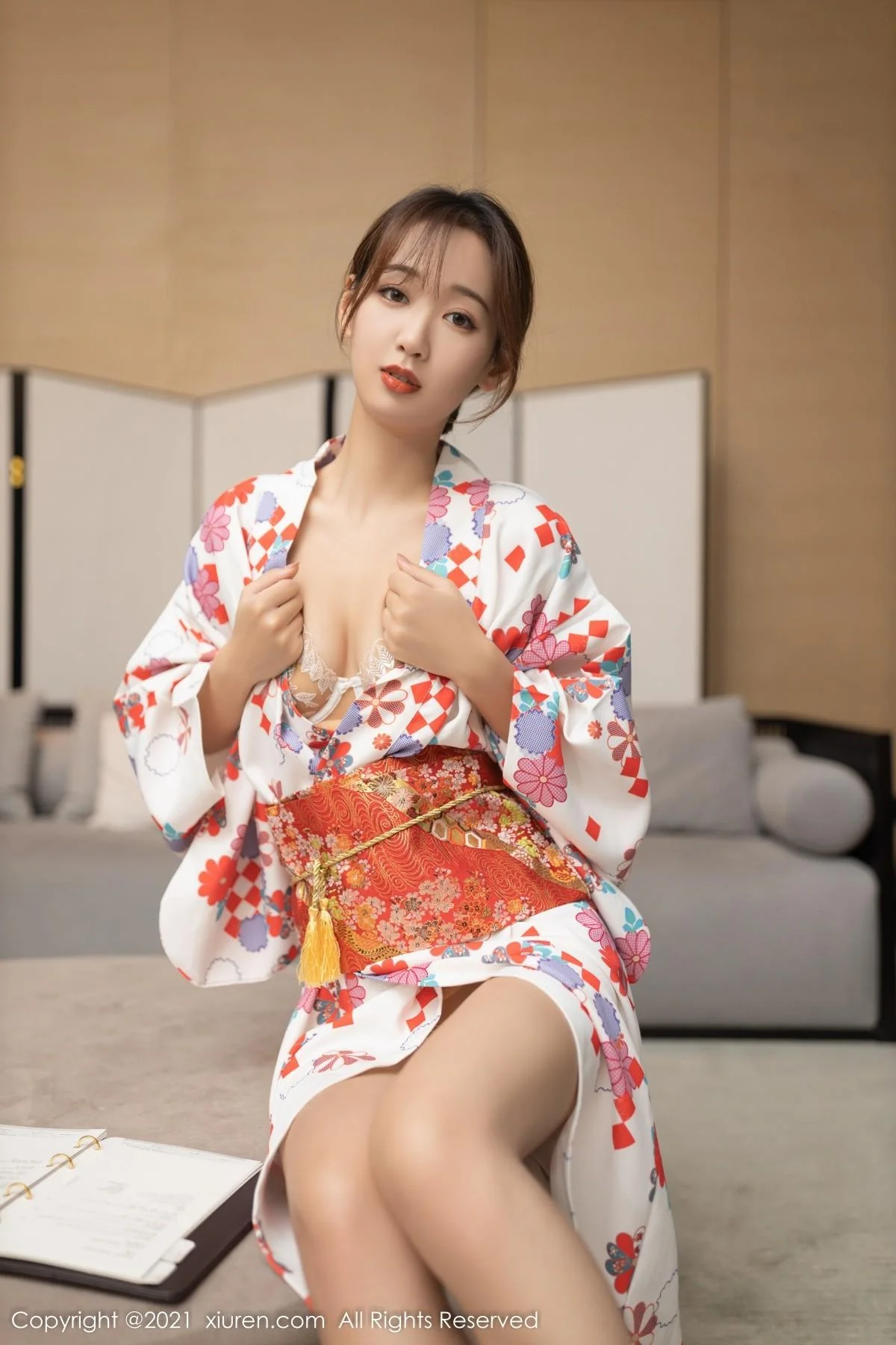 唐安琪江浙沪旅拍日料情景主题脱和服露蕾丝内衣绝美写真 第 27 张