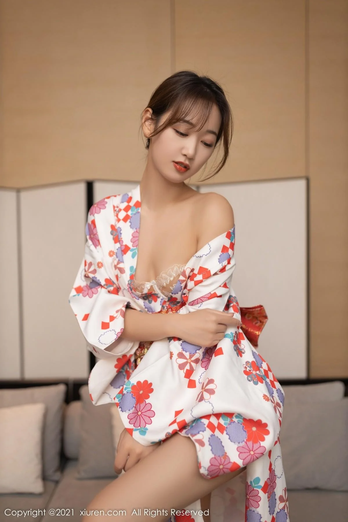 唐安琪江浙沪旅拍日料情景主题脱和服露蕾丝内衣绝美写真 第 45 张
