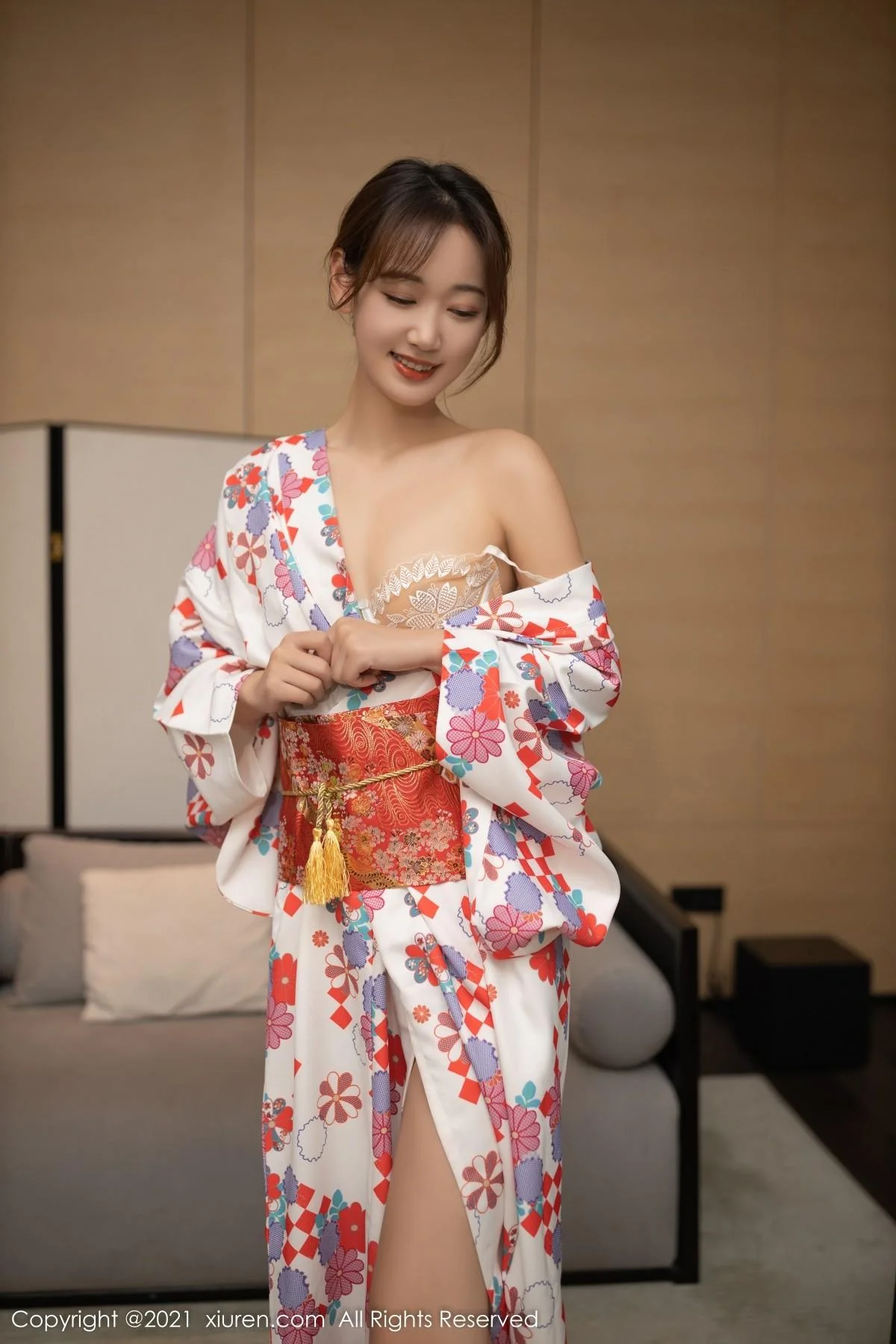 唐安琪江浙沪旅拍日料情景主题脱和服露蕾丝内衣绝美写真 第 52 张