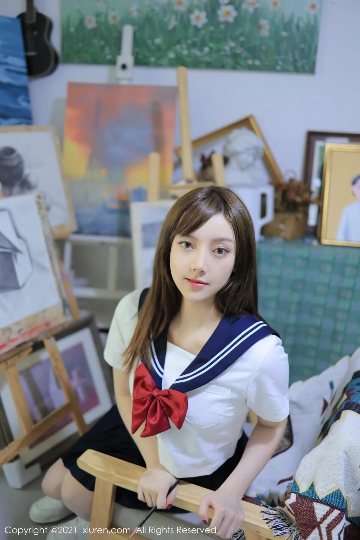 豆瓣酱真实画室场景主题半脱制服露开档白丝完美绝美写真 第 1 张