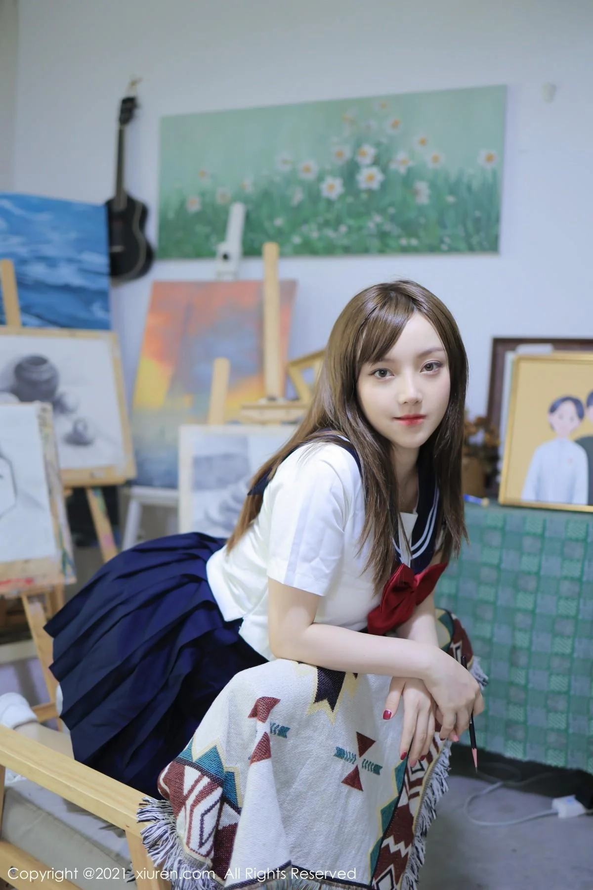 豆瓣酱真实画室场景主题半脱制服露开档白丝完美绝美写真 第 2 张