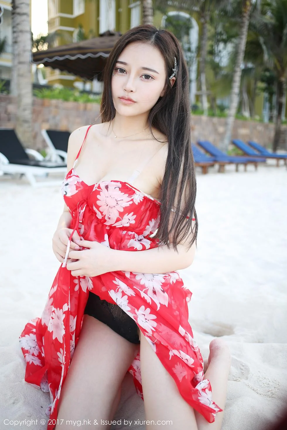 唐琪儿il越南旅拍波西米亚风红色吊带裙性感写真 第 68 张