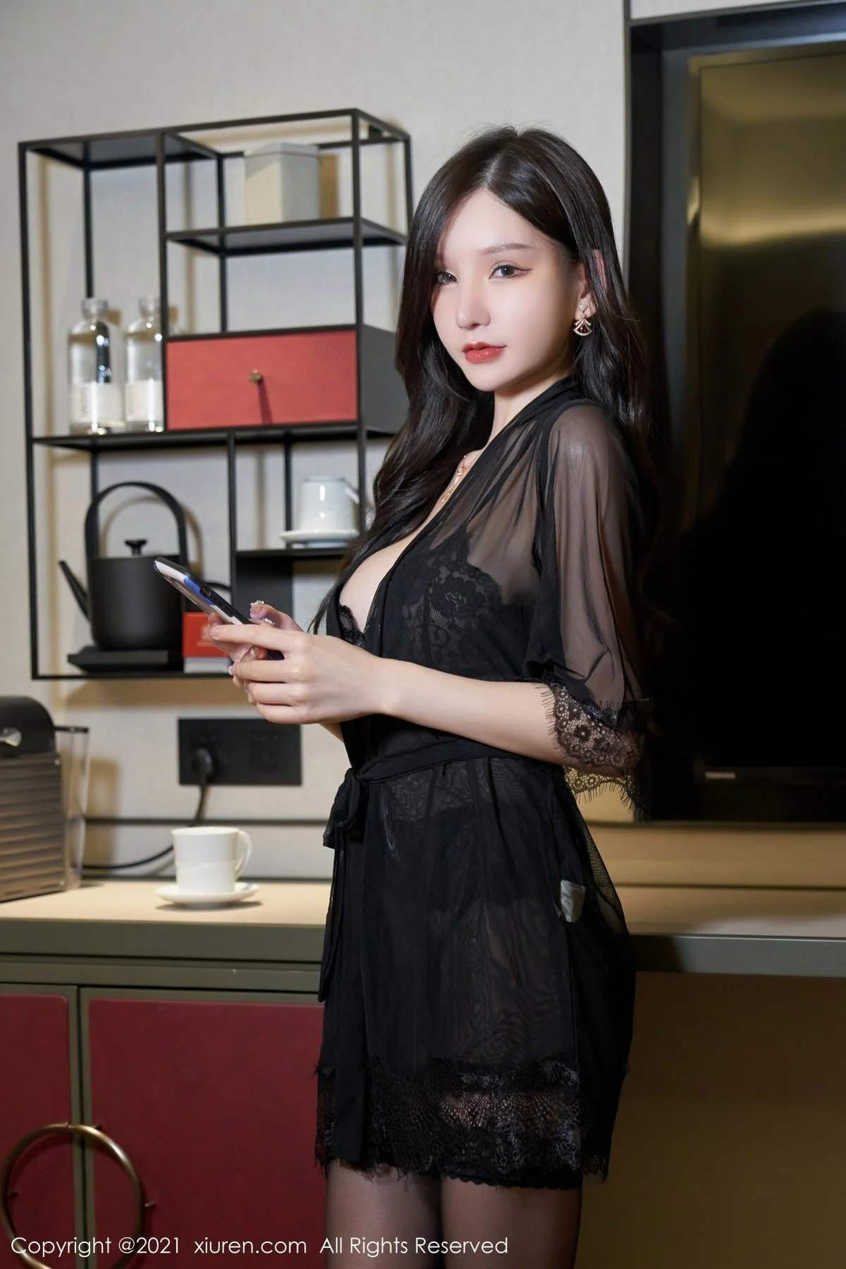 周于希Sandy惩罚游戏主题黑色蕾丝情趣内衣惹火绝美写真 第 9 张