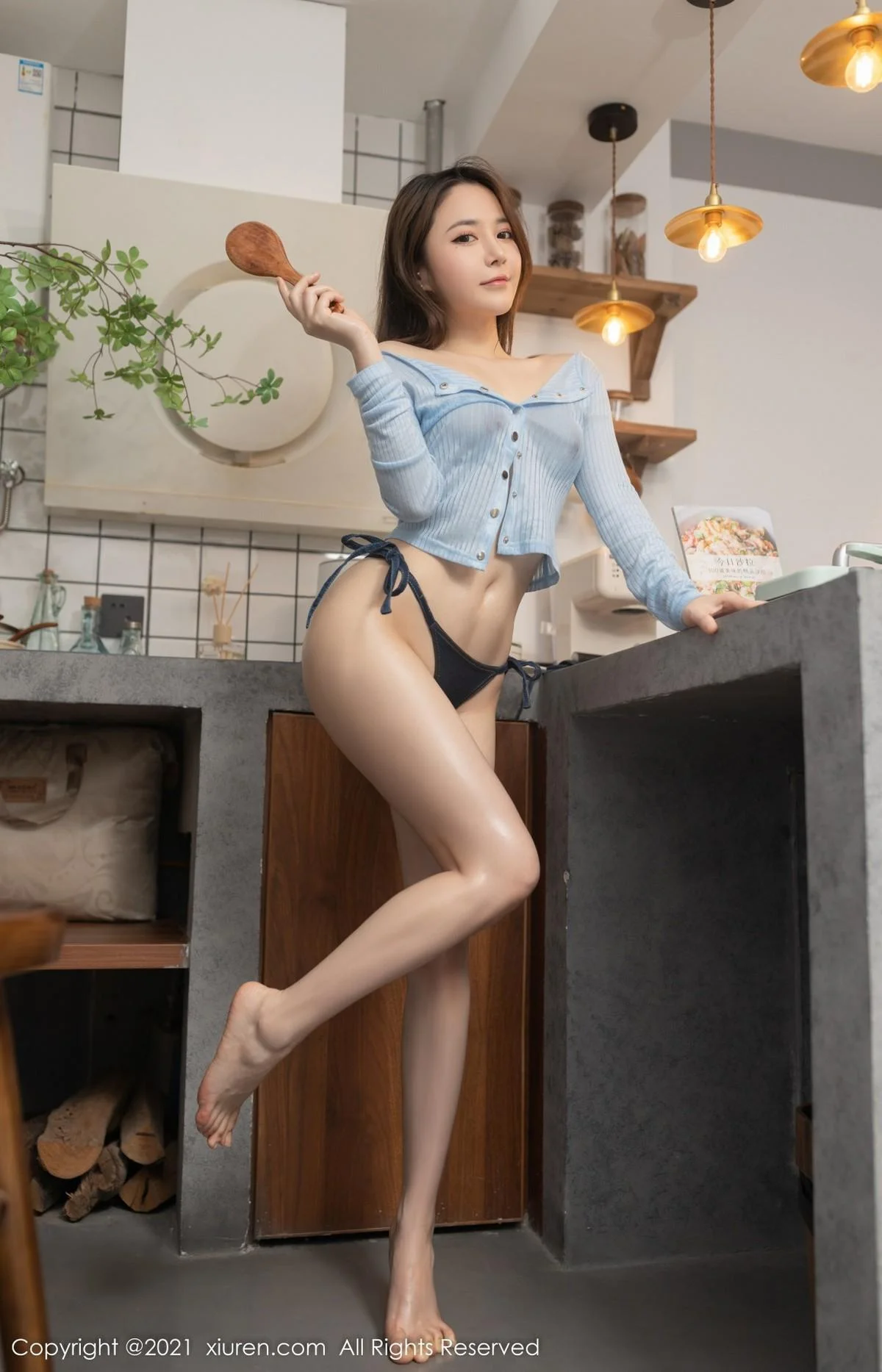 鱼子酱Fish家居女友主题私房半脱露牛仔内衣完美绝美写真 第 82 张