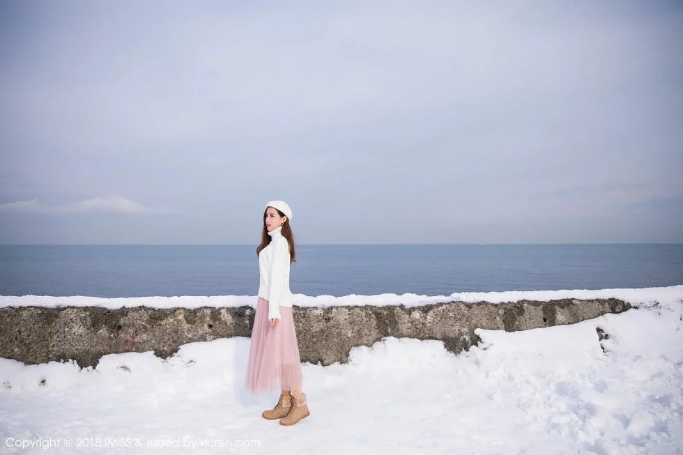 丽质美女猫宝北海道旅拍酒红色情趣内衣配吊带黑丝绝美写真 第 16 张