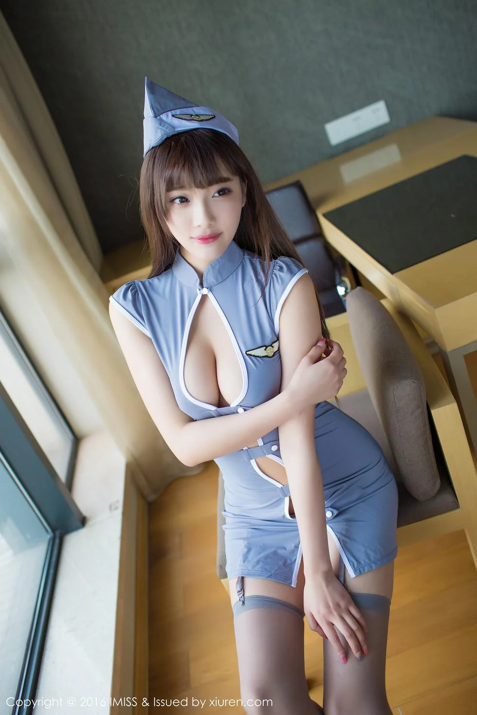 Sugar小甜心CC空姐制服灰色吊带丝袜完美绝美写真 第 19 张