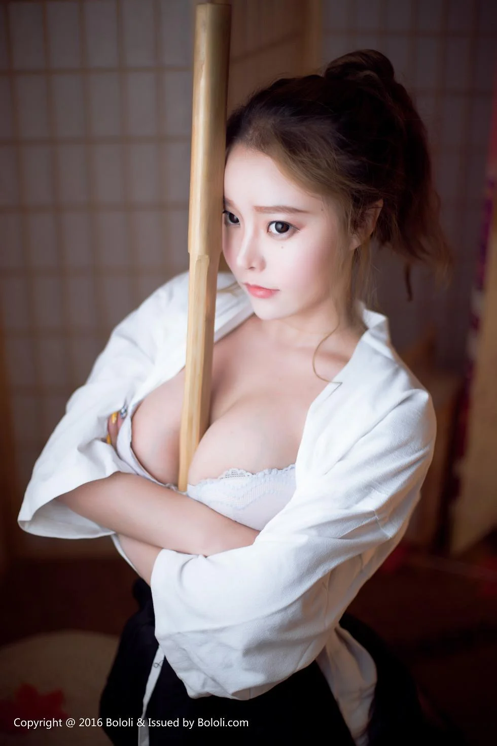 柳侑绮化身剑道美少女性感白色内衣爆乳绝美写真 第 9 张