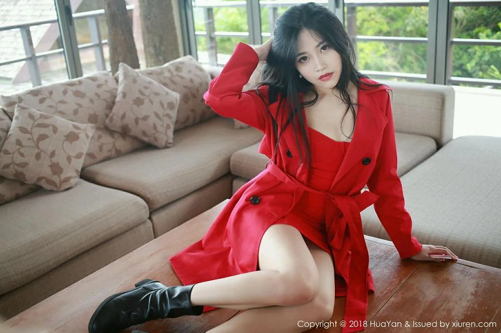许诺Sabrina苏梅岛旅拍性感红色风衣秀白嫩美腿写真 第 26 张